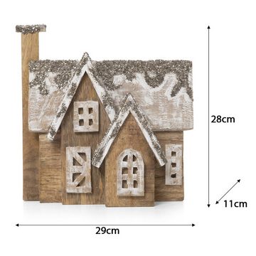 Moritz Dekoobjekt Deko Häuschen Holz 28 cm Höhe, Holz, Tischdeko, Fensterdeko, Wanddeko, Holzdeko, Weihnachtsdeko