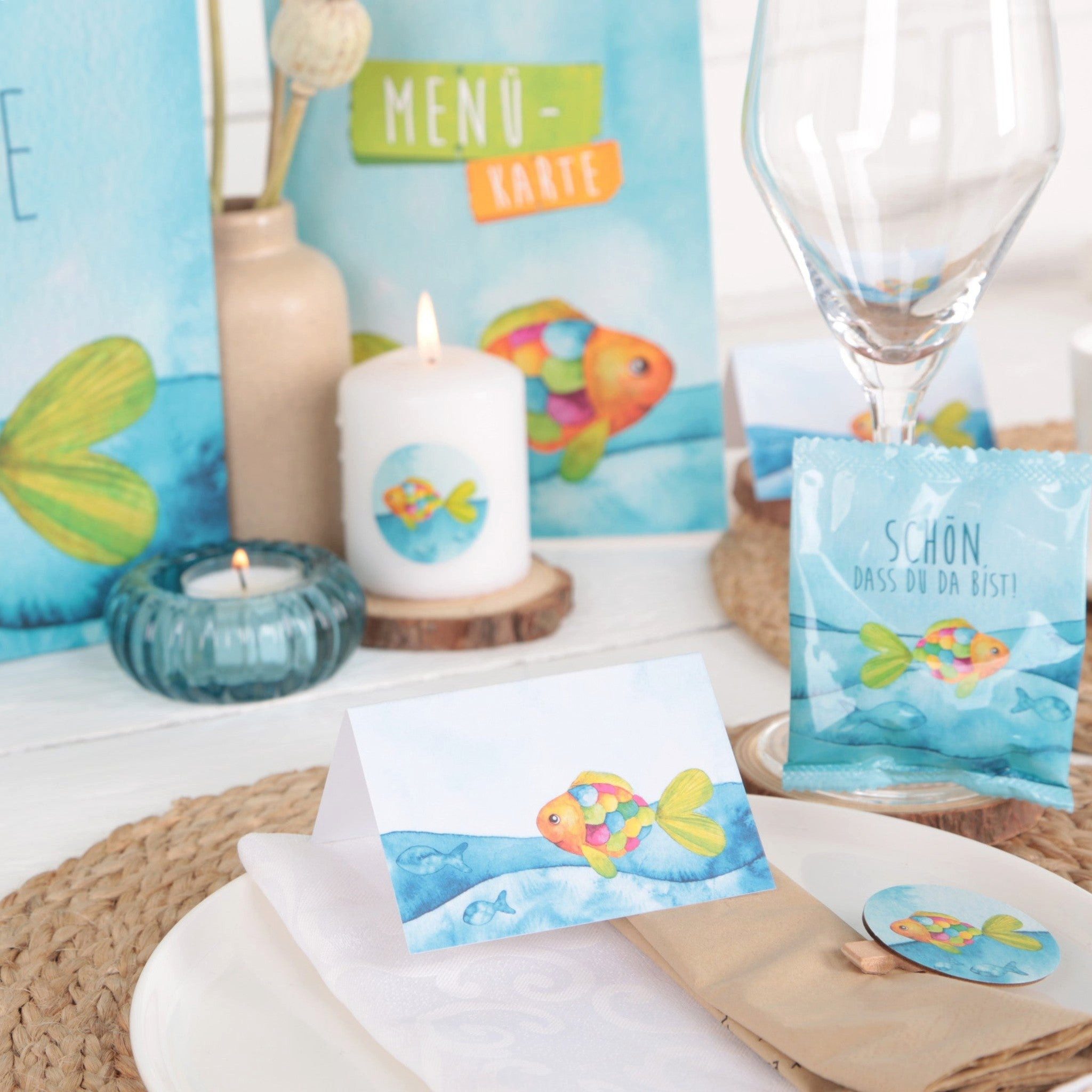Logbuch-Verlag Dekofigur 10 kleine Gastgeschenke - Fruchtgummi Tütchen türkis bunt mit