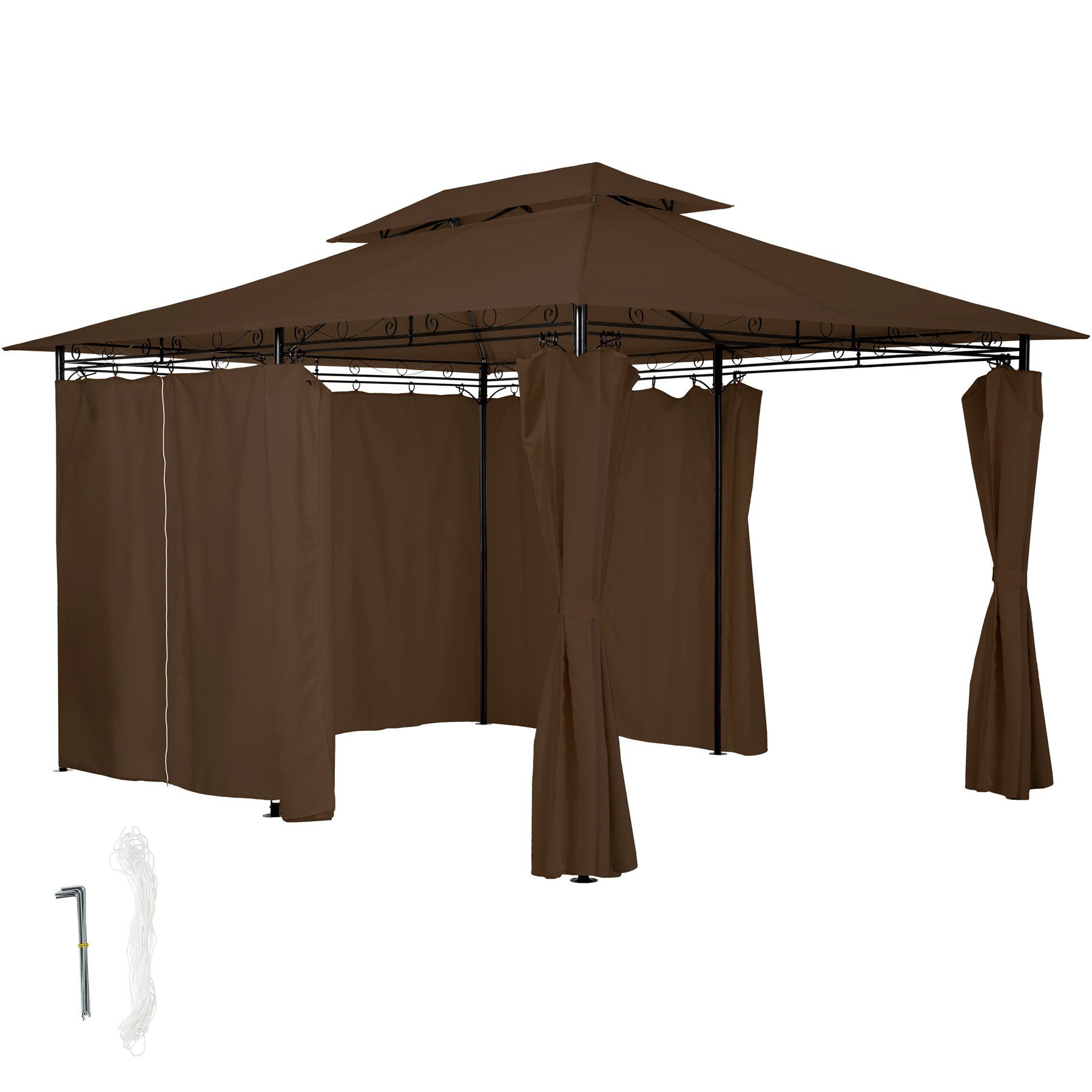 tectake Pavillon, mit 6 Seitenteilen, (Set inkl. Seitenteile