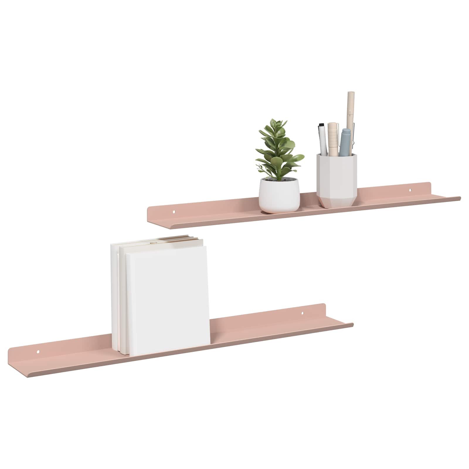 vidaXL Regal Schwebendes Regal 2 stk. Rosa 60 x 8,5 x 2,5 cm Stahl, 2-tlg.