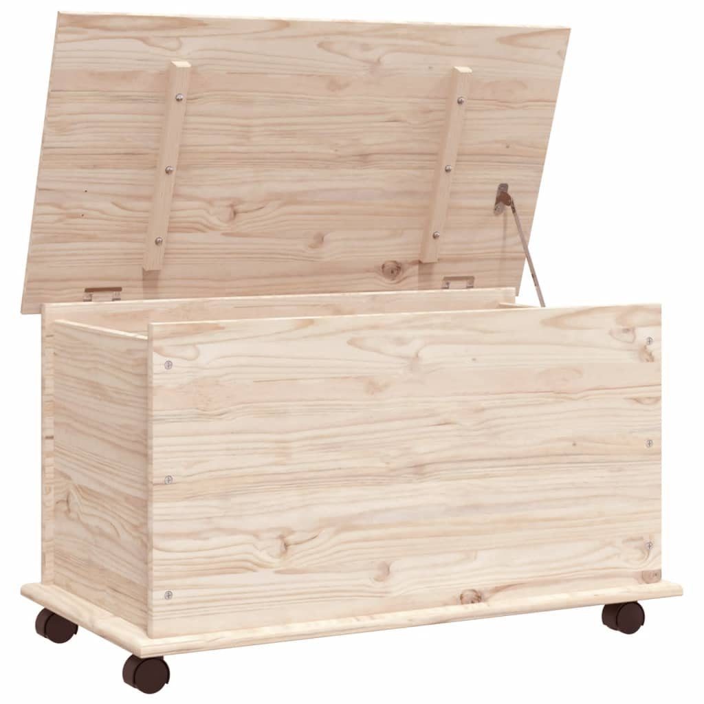 vidaXL Truhe Natur Spielzeugtruhe Holzkiste Truhe mit Rollen ALTA 73x39,5x44 cm Mas