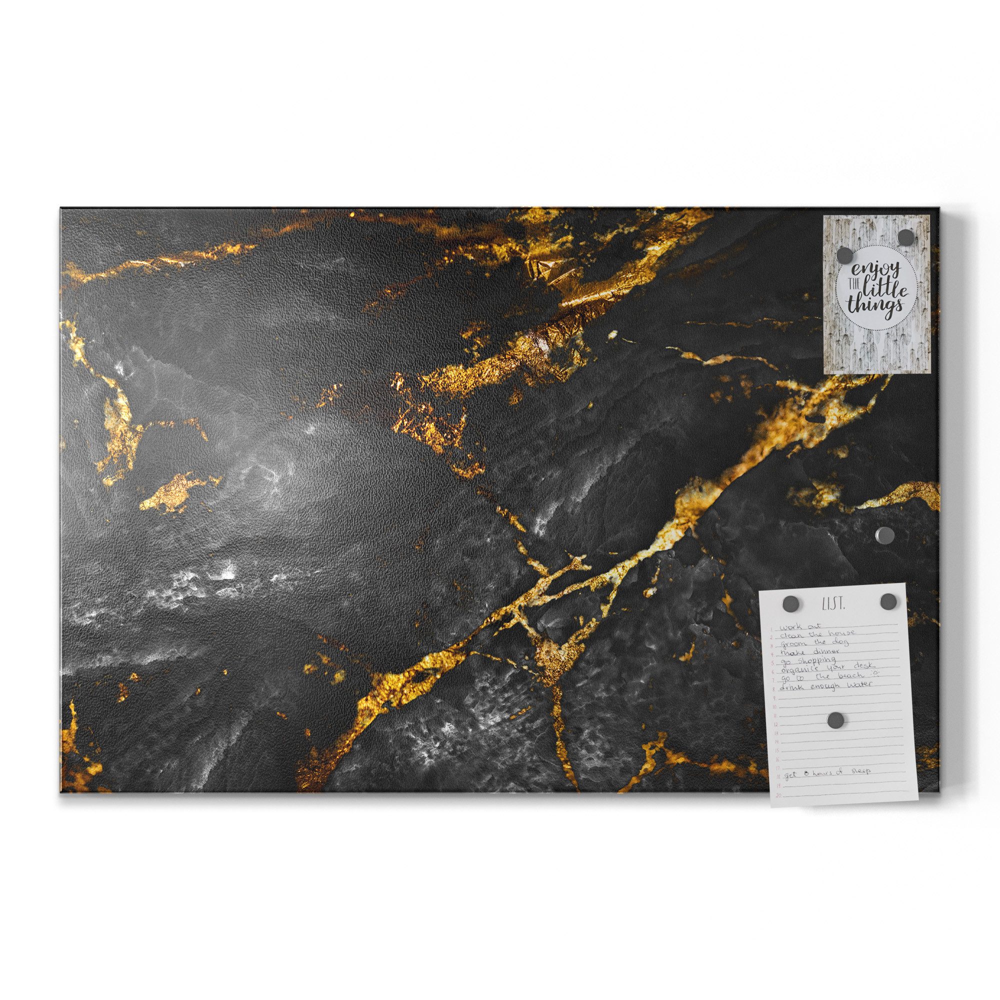 DEQORI Magnettafel 'Veredelter Naturstein', Metall Whiteboard für alle Magnete, Magnetboard magnetisch