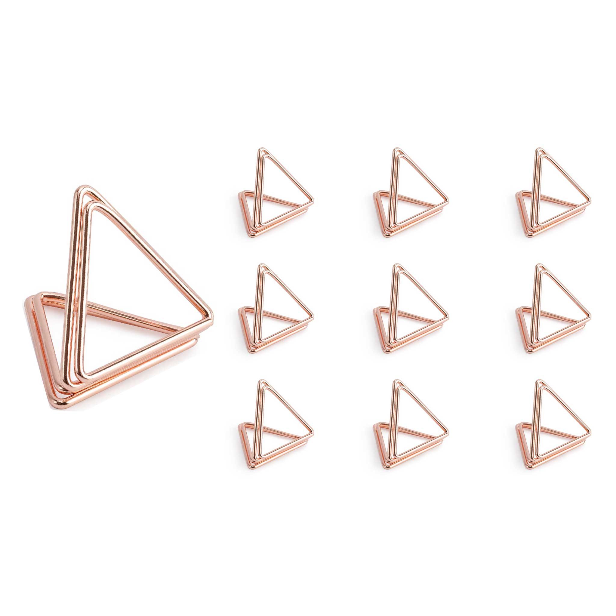partydeco Tischkartenhalter, Tischkartenhalter Dreieck 2,3cm Metall rosegold, 10 Stück