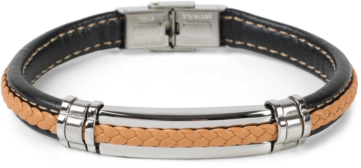styleBREAKER Metallelementen mit Flecht und Schwarz-Curry Armband Armband (1-tlg),