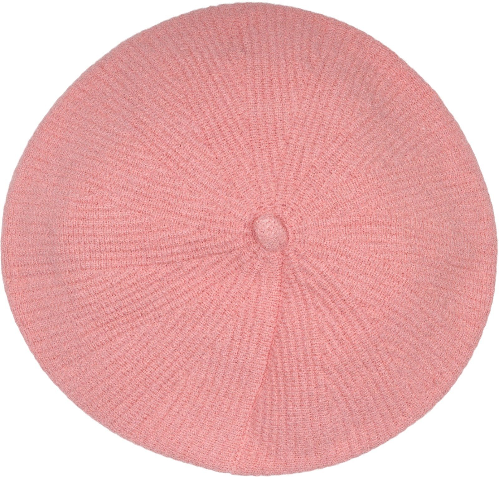 styleBREAKER Baskenmütze (1-St) Feinstrick Muster Streifen mit Rose Baskenmütze