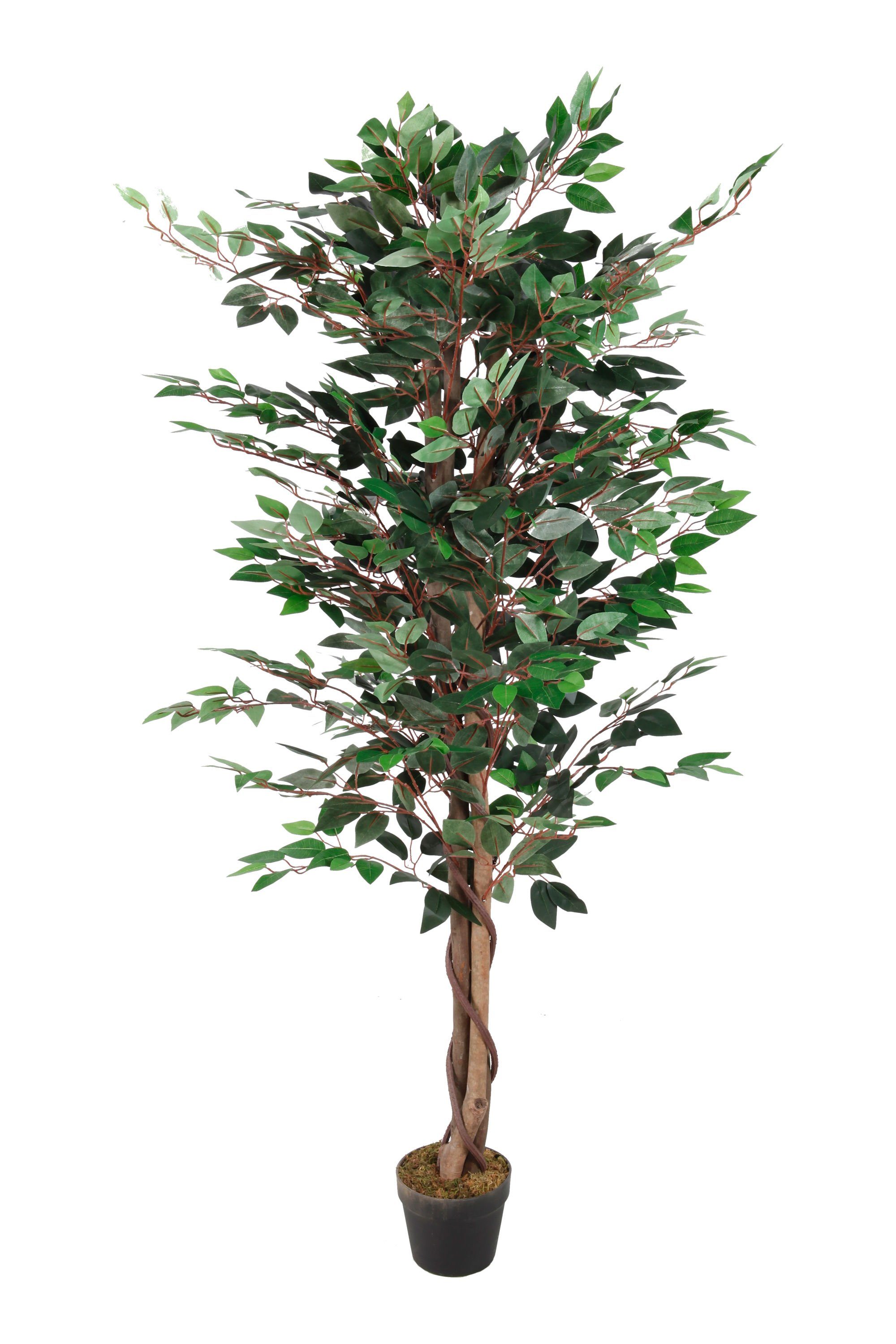 Topf Künstliche 160 cm, Spetebo, Zimmerpflanze, Zimmerpflanze im Kunstbaum 160.00 - - schwarzen Blumentopf Kunstpflanze Höhe Kunstblume Deko im Ficus cm