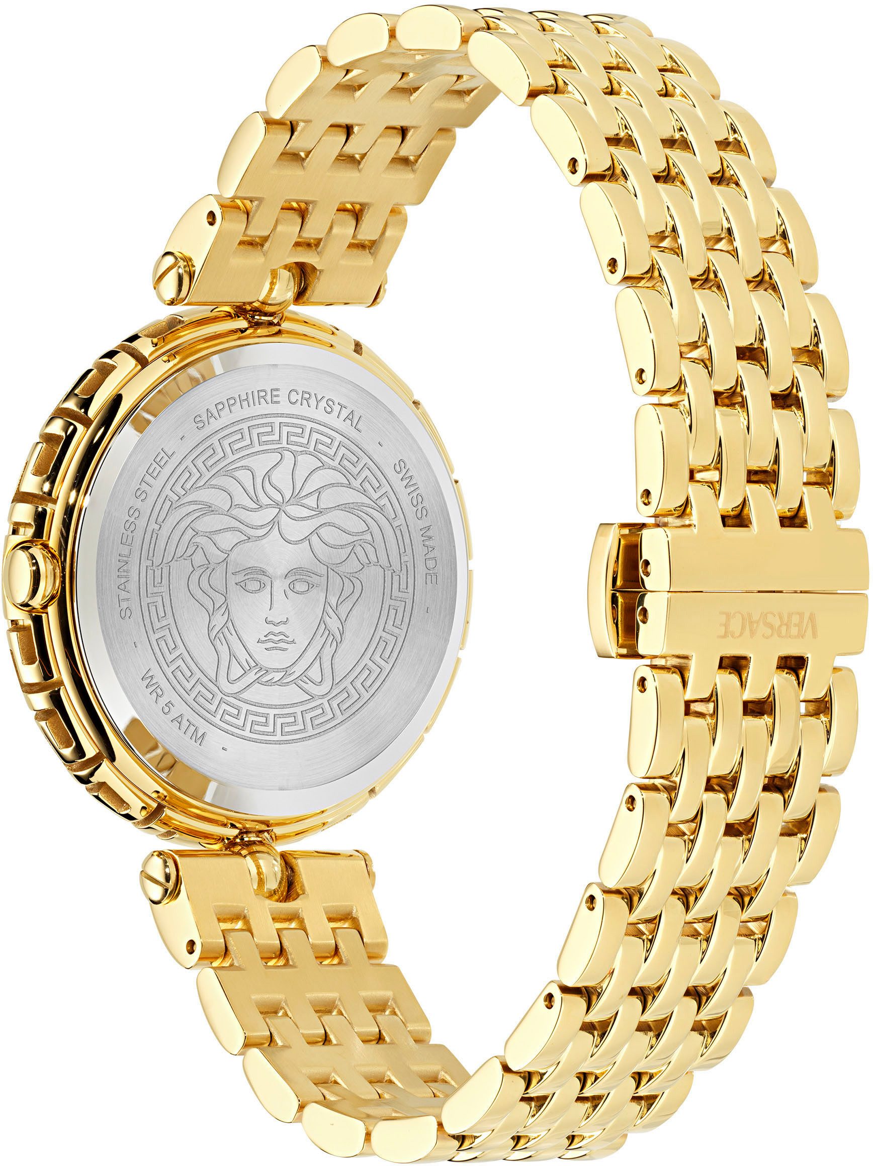 Versace Quarzuhr MEDUSA HERITAGE VE9D00424, Armbanduhr, Damenuhr, Swiss Made, Saphirglas, Edelstahlarmband, analog