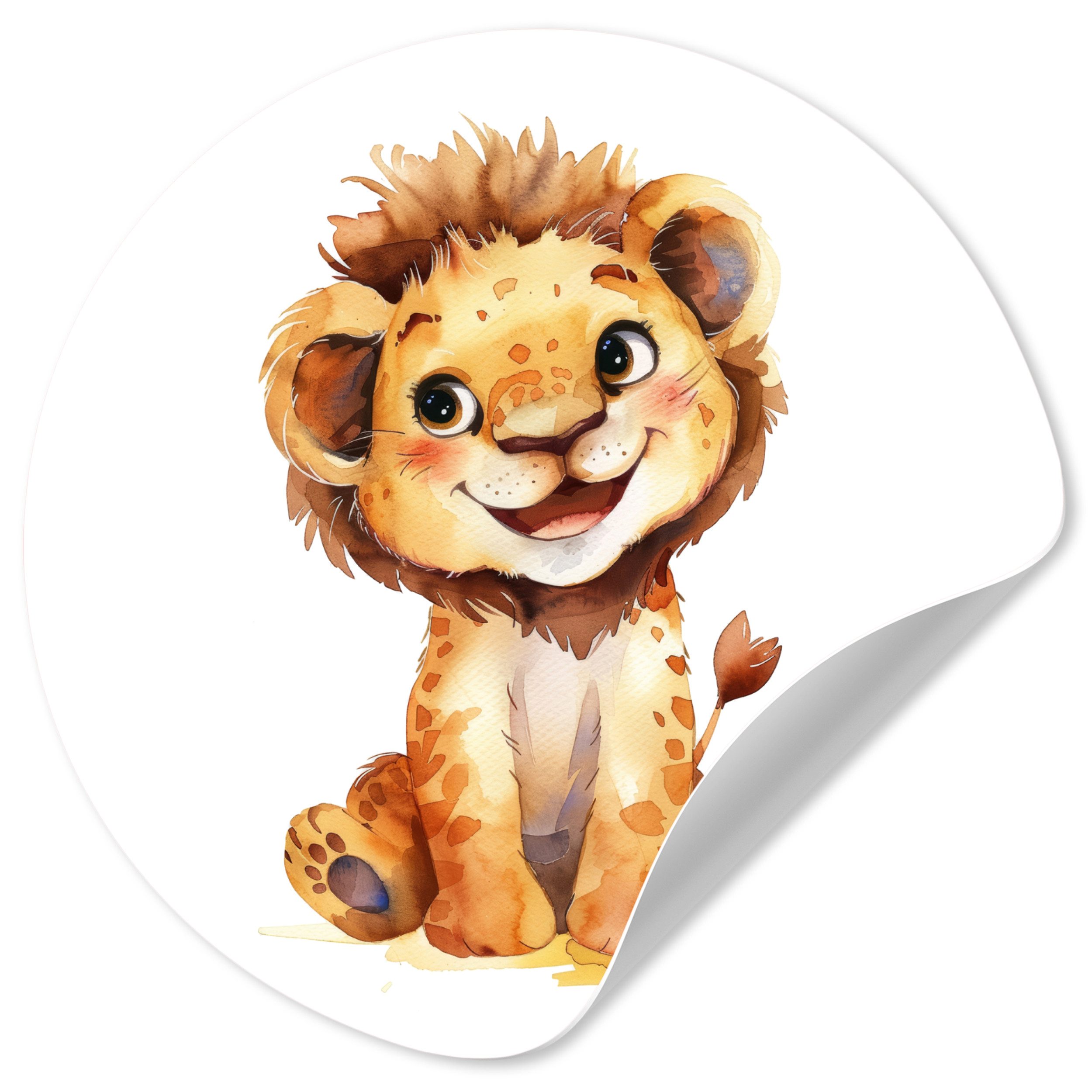 MuchoWow Wandsticker Löwe - Tierbaby (1 St), Wandtattoo Selbstklebend, Wohnzimmer Deko Aufkleber, 30x30 cm, Kinder
