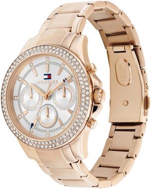 Tommy Hilfiger Multifunktionsuhr SPORT, 1782624, Quarzuhr, Armbanduhr, Damen, Datum, Glaskristalle, 12/24-Std.-Anzeige