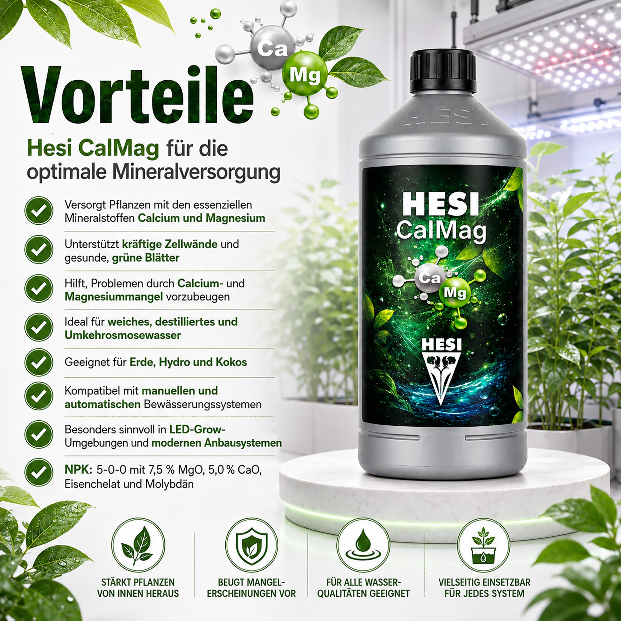 HESI Pflanzendünger HESI CalMag, Calzium-Magnesium-Dünger, Perfekte Grow Mineralbalance, PERFEKTE MINERALBALANCE