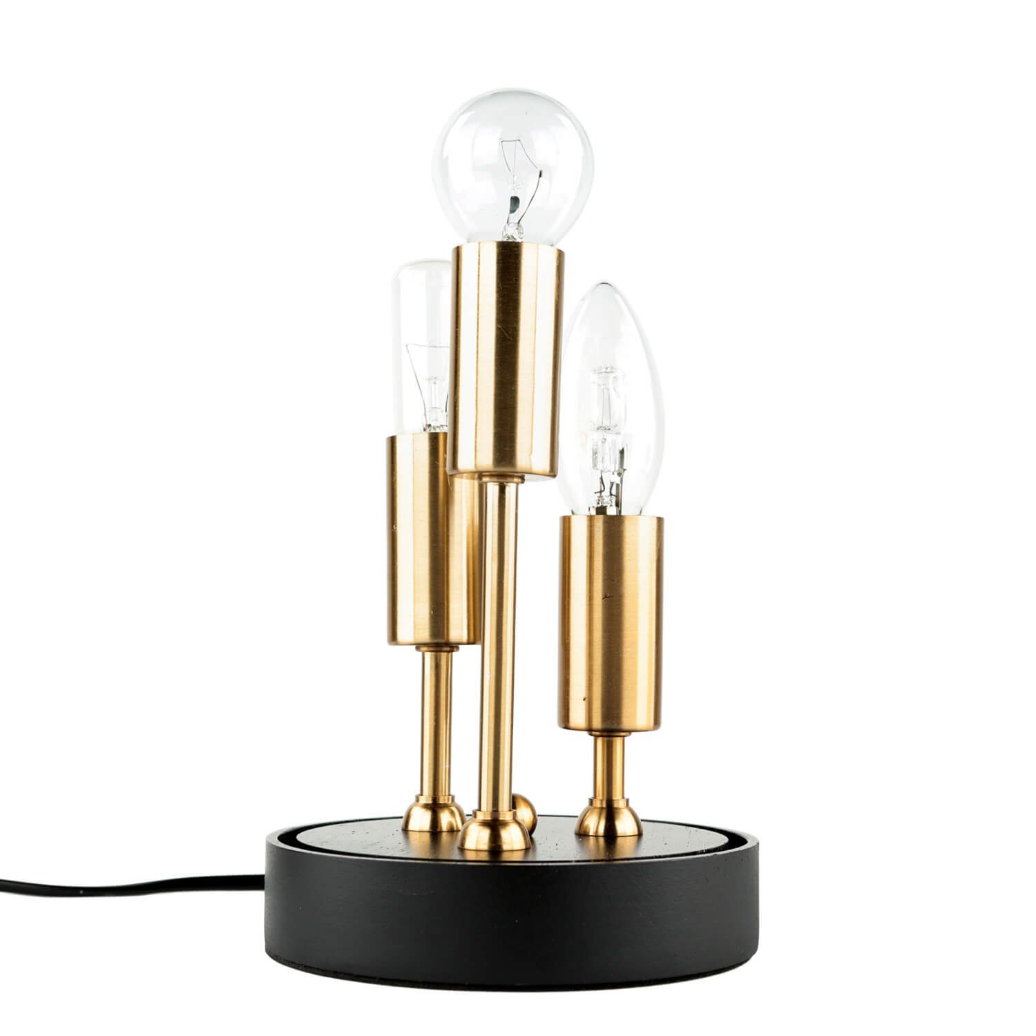 ALAIN, Glas Kupfer Tischlampe ohne Leuchtmittel, Licht-Erlebnisse Kuppel Nachttischlampe in Schwarz Schirm