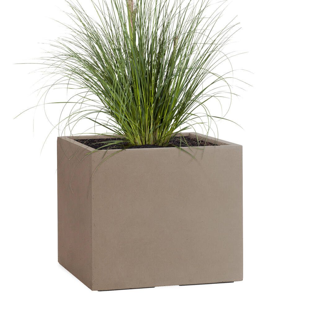 Pflanzwerk® Pflanzkübel CUBE Premium Fiberglas Blumenkübel Frostbeständig mit Lotus-Effekt, Lotus-Effekt - Handgefertigt - Eckig - Frostbeständig