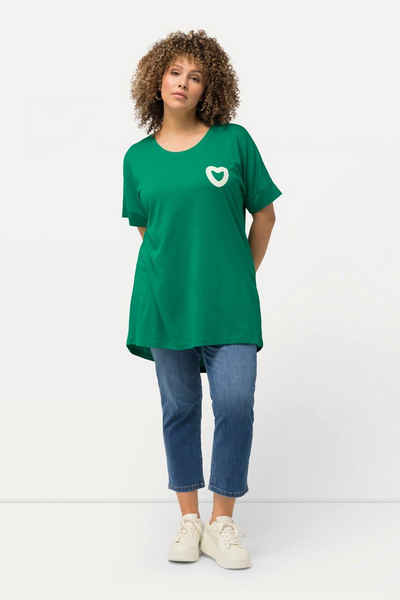 Ulla Popken Rundhalsshirt T-Shirt LOVE Oversized Rundhals Halbarm