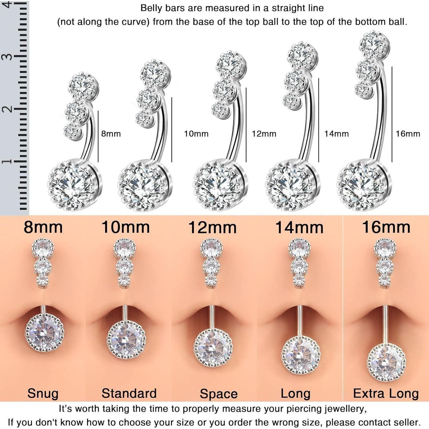 OUFER Bauchnabelpiercing Bauchnabelpiercing 14G 8mm Silber Barbell CZ Piercing OTTO