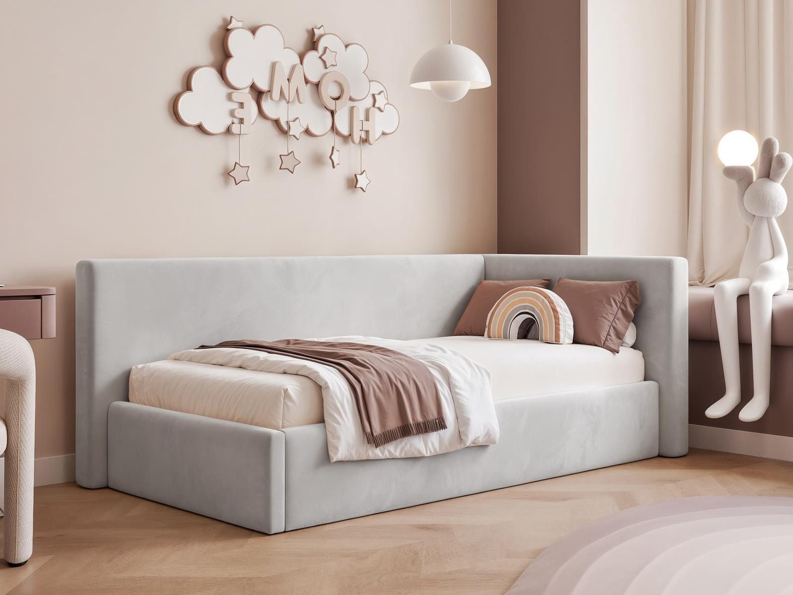Compleo Kinderbett Boxspringbett, klassisches Design, 80/90/100/120x200 (Jugendbett mit Bettkasten), MADE IN EU, Ohne Matratze