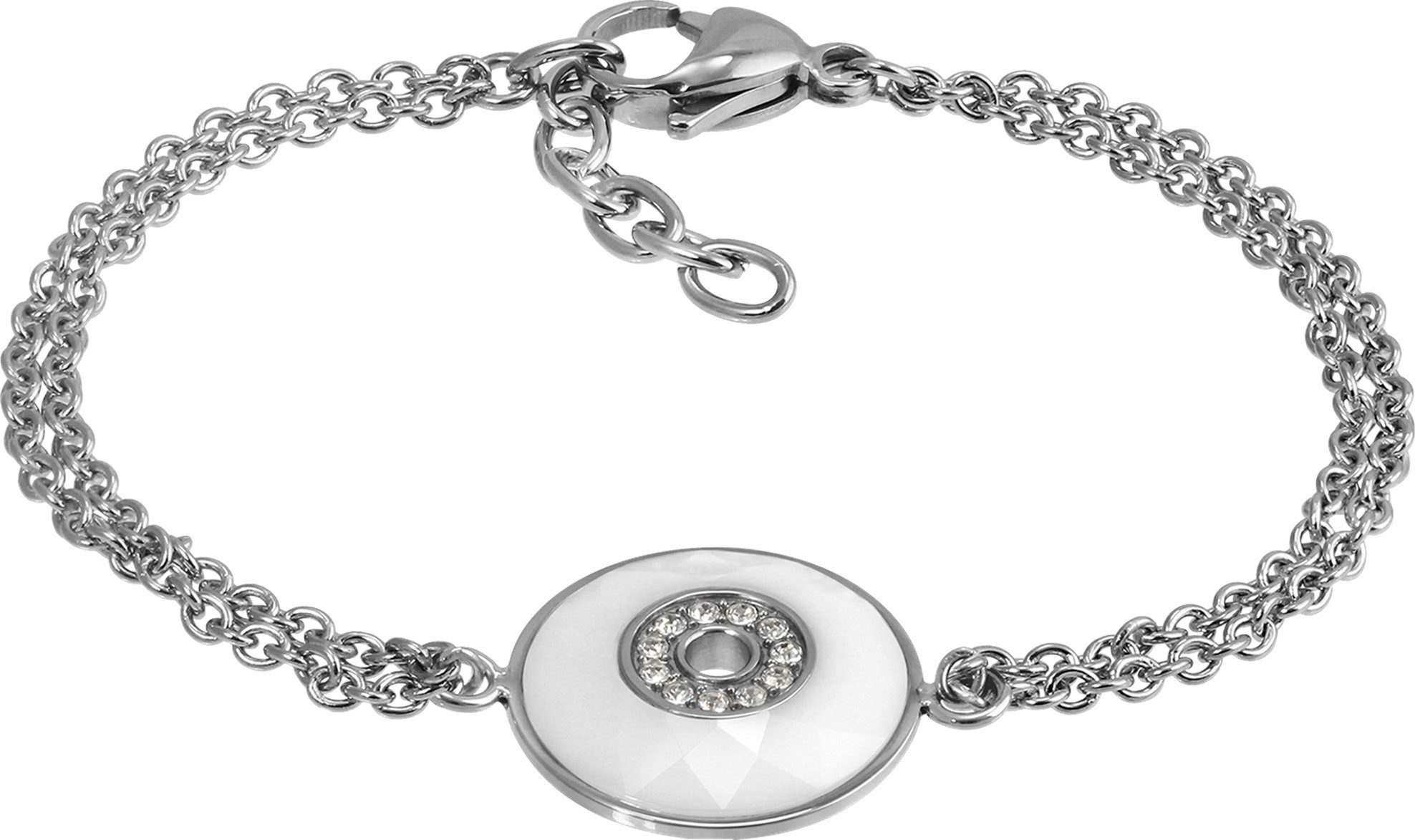 Edelstahlarmband Amello Rund Armband silber weiß