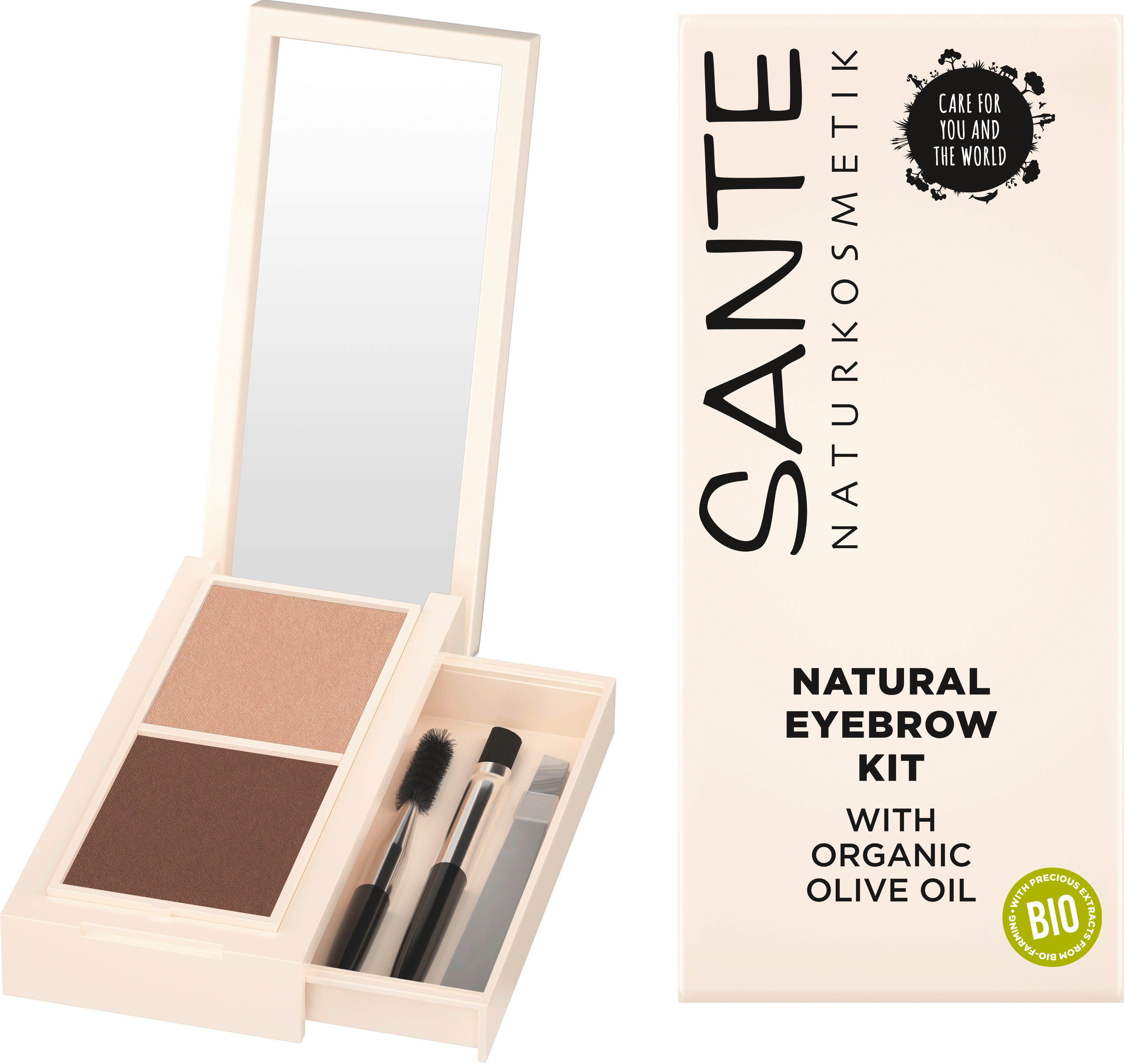 SANTE Augenbrauen-Puder Natural Eyebrow Kit, Augen-Make-Up, Duo mit  Mini-Pinzette und Pinsel, Spiegel