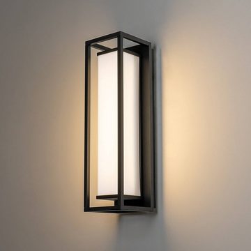 Lucande LED Außen-Wandleuchte Banetti, LED-Leuchtmittel fest verbaut, warmweiß, Modern, Aluminium, Kunststoff, Schwarz, 1 flammig, inkl. Leuchtmittel