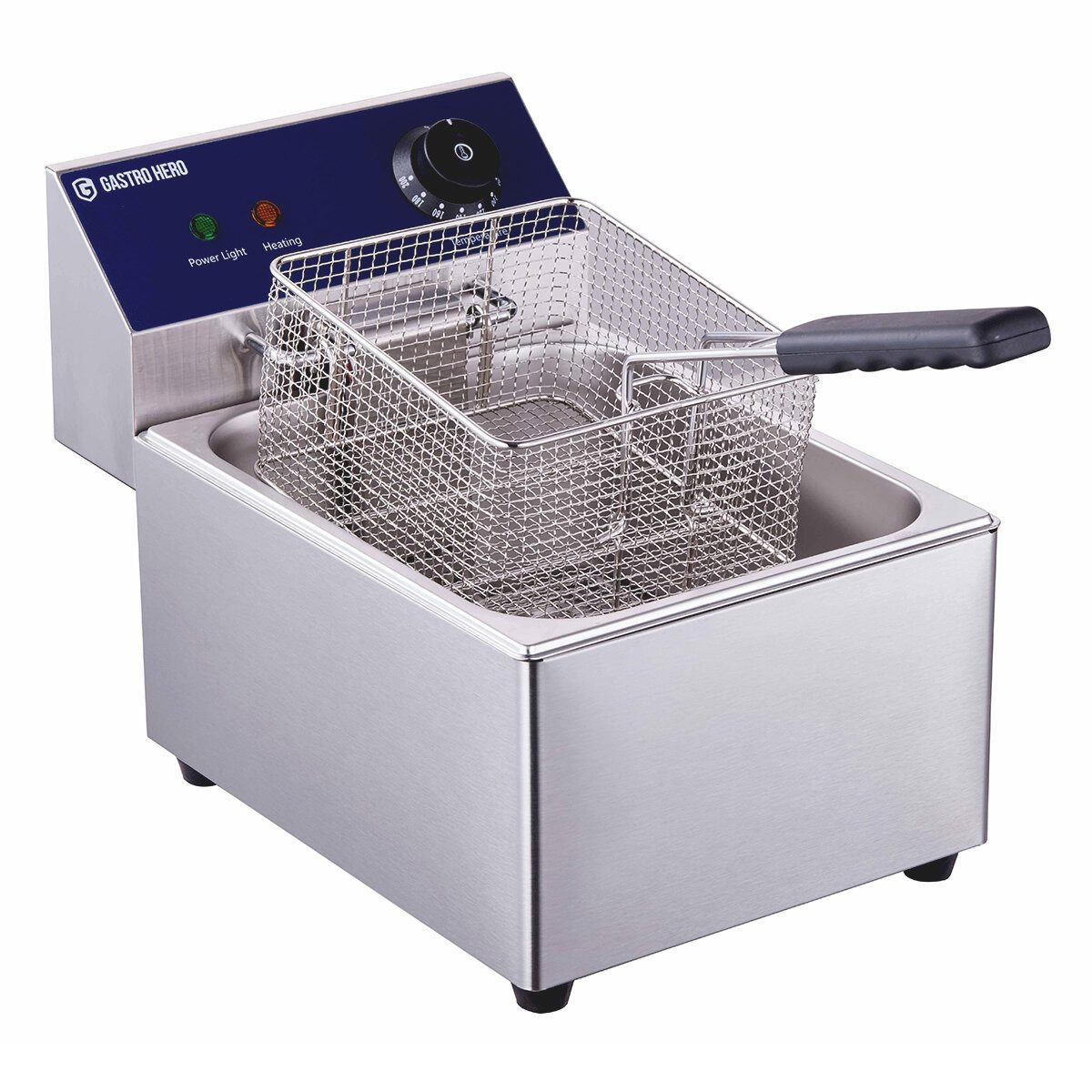 GastroHero Fritteuse Elektro Fritteuse ECO 6 Liter Edelstahl Tischfritteuse, 2500 W