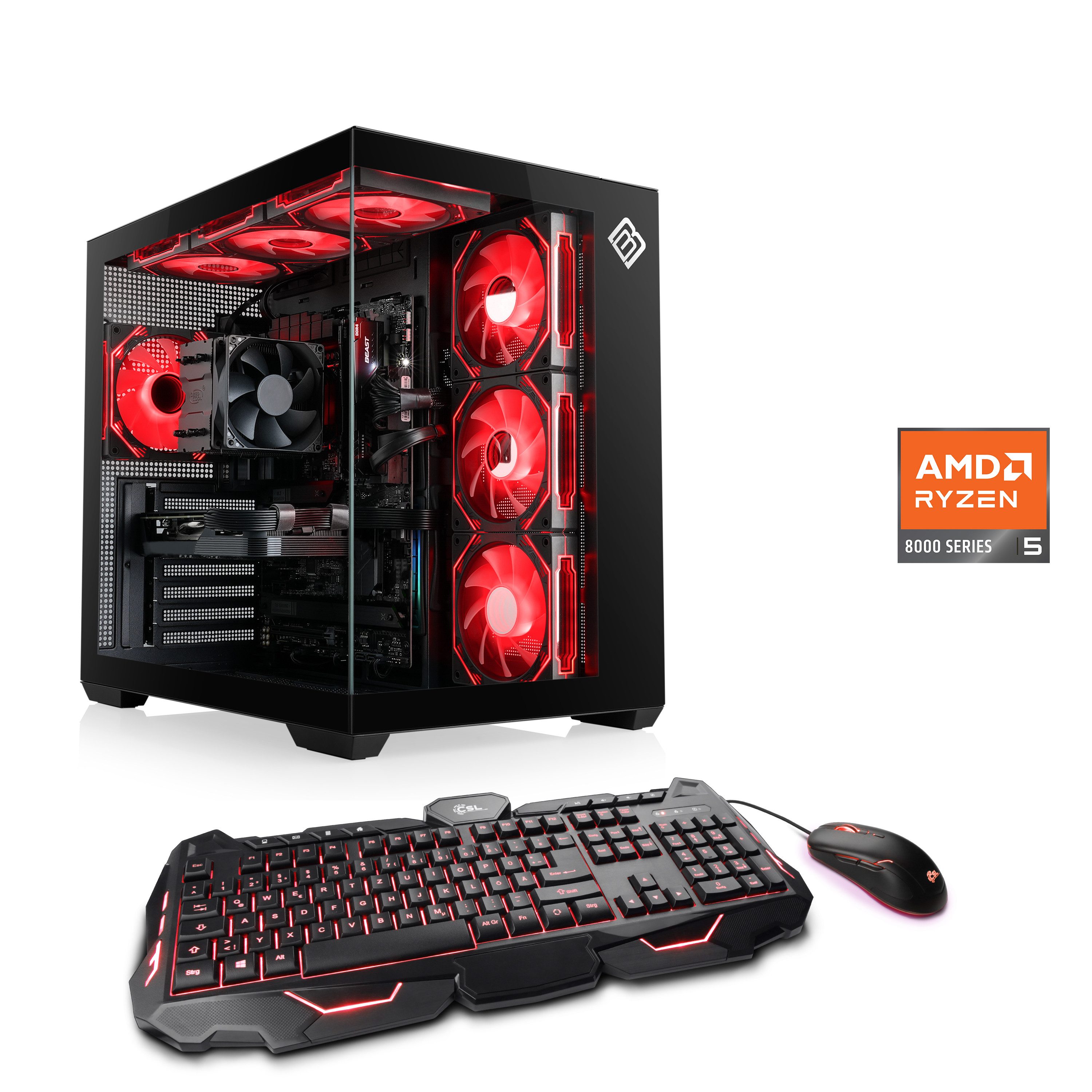 CSL Vitrum Advanced V24485 PC (AMD Ryzen 5 8400F, NVIDIA GeForce RTX 5060, 16 GB RAM, 500 GB SSD, Luftkühlung)