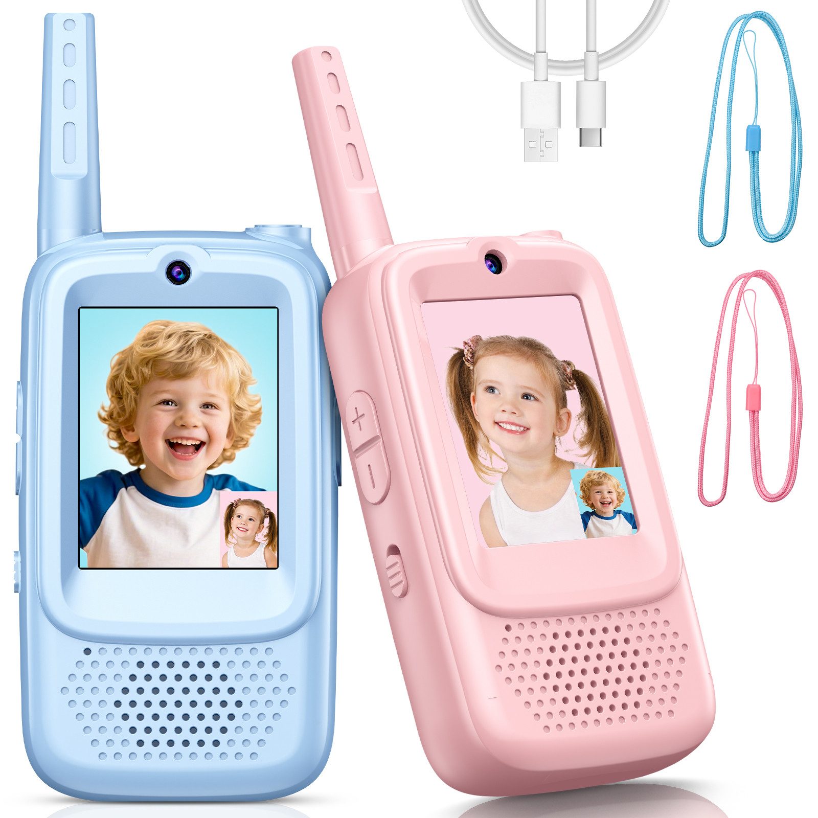 AIBISTAR Walkie Talkie Kinder Walkie Talkie 2er Set wiederaufladbar 5km Reichweite, (Set)