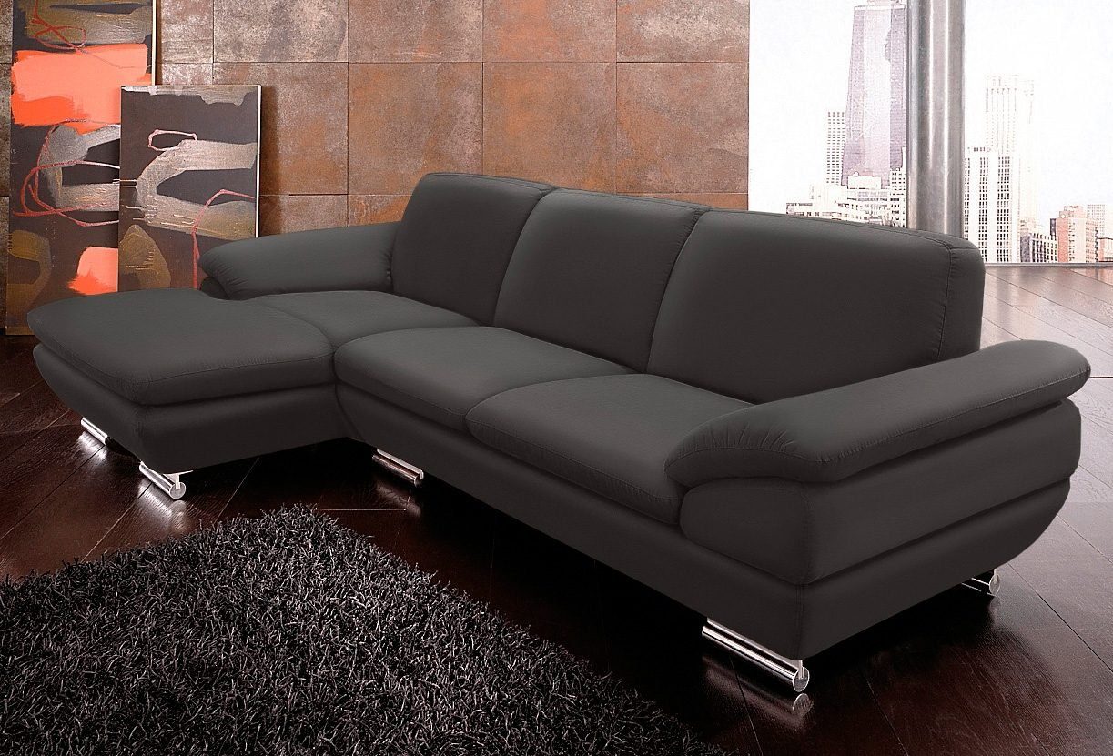 CALIA ITALIA Ecksofa Glamour, oder rechts Leder, wahlweise links aus Recamiere