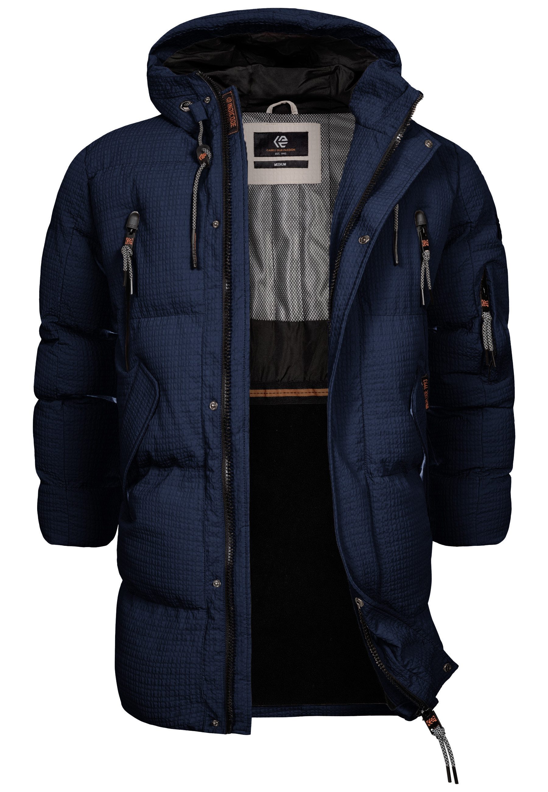 Indicode Wintermantel Herren INLondoy Jacke Winter Herrenjacke Parka mit markanter Struktur und Kapuze