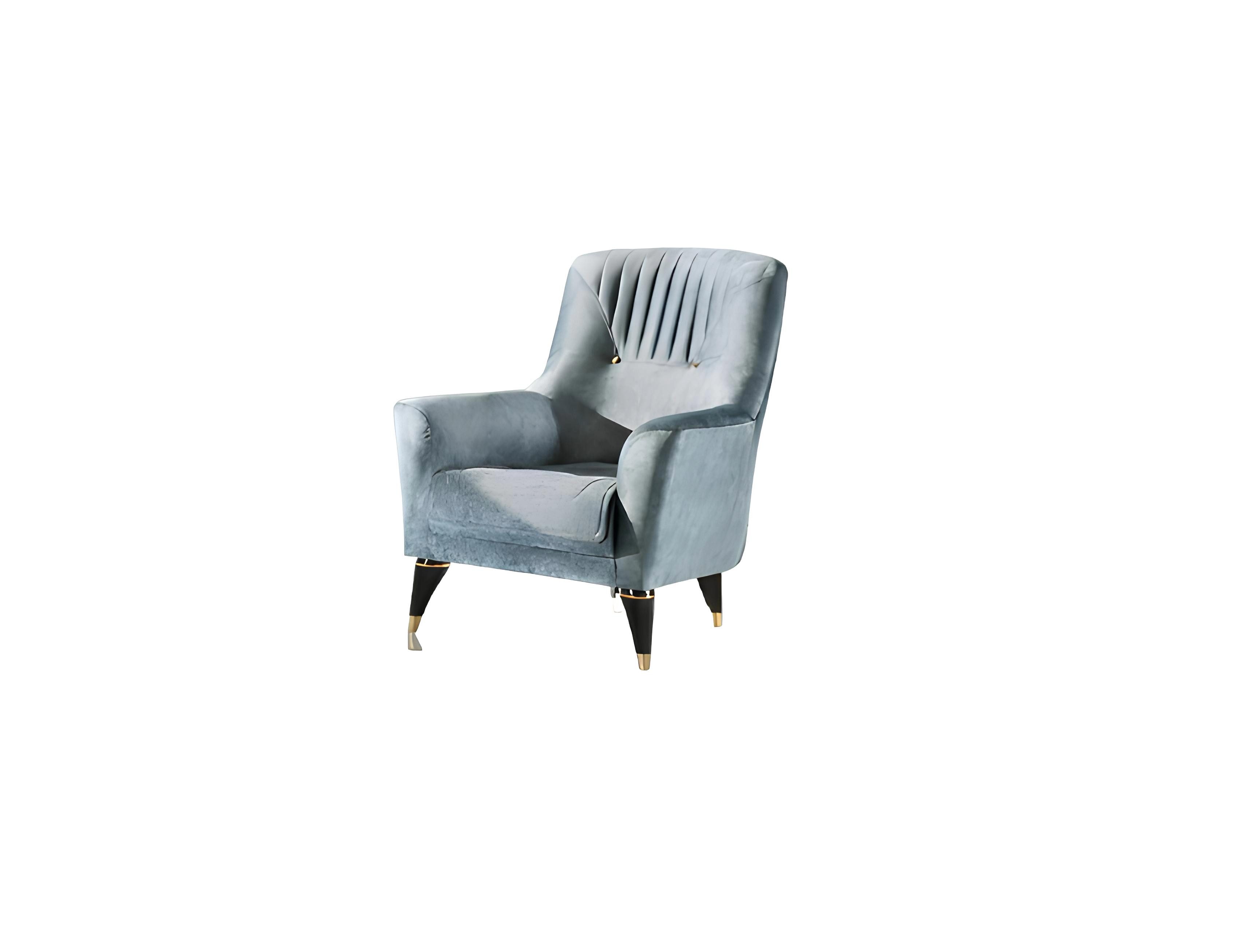 Sessel Stoffsessel Sessel Wohnzimmer Ohrensessel Grau Polster Holz