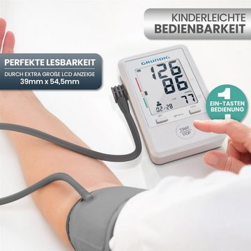 Grundig Blutdruckmessgerät Digitales Oberarm Blutdruckmessgerät, großes Display