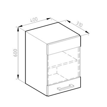 Vicco Hängeschrank Hängeglasschrank 40 cm R-Line Goldkraft Weiß Hochglanz