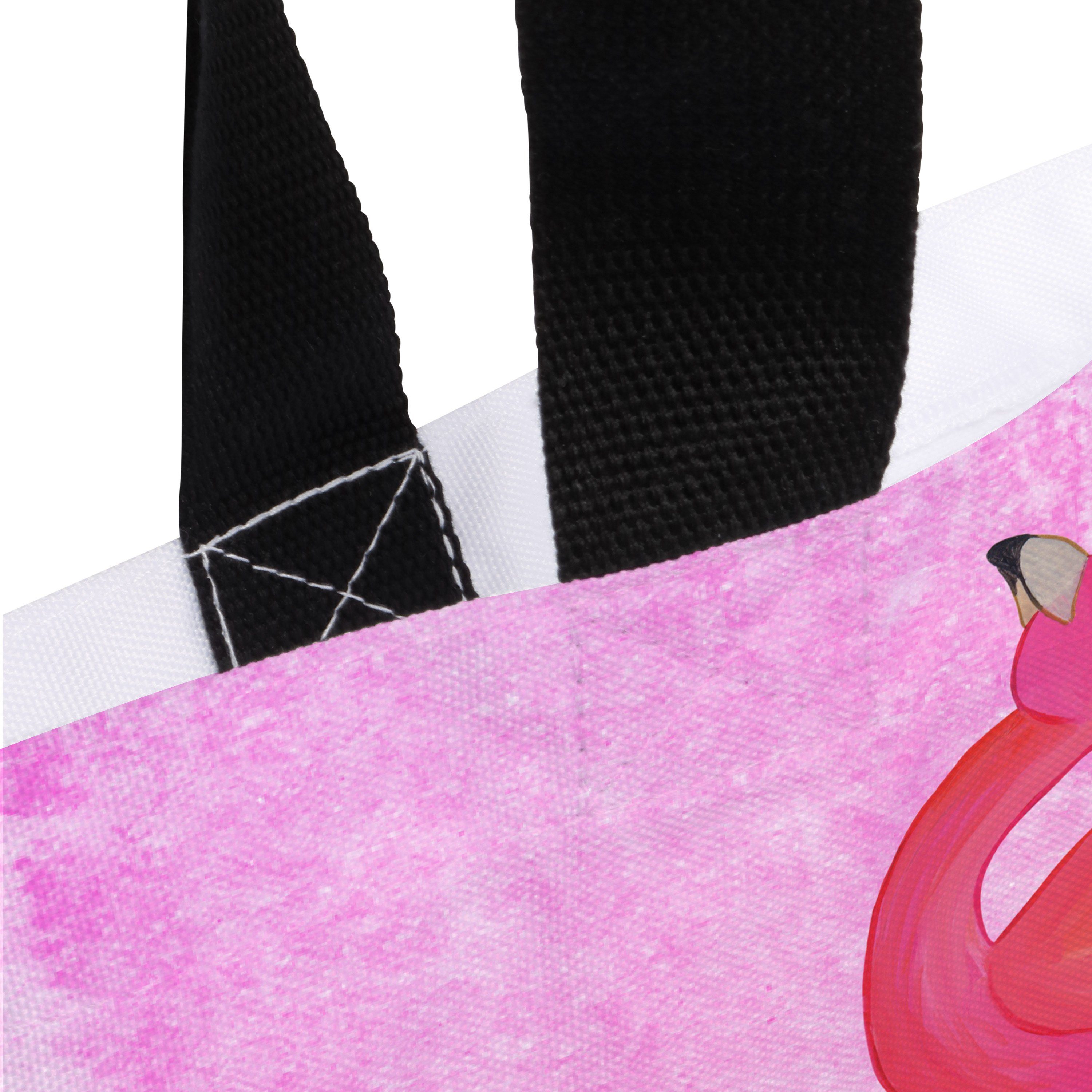 Mr. & Mrs. Panda Shopper Geschenk, Aquarell Pink Schultasche, stolz - Flamingo - Selbs (1-tlg) Tasche