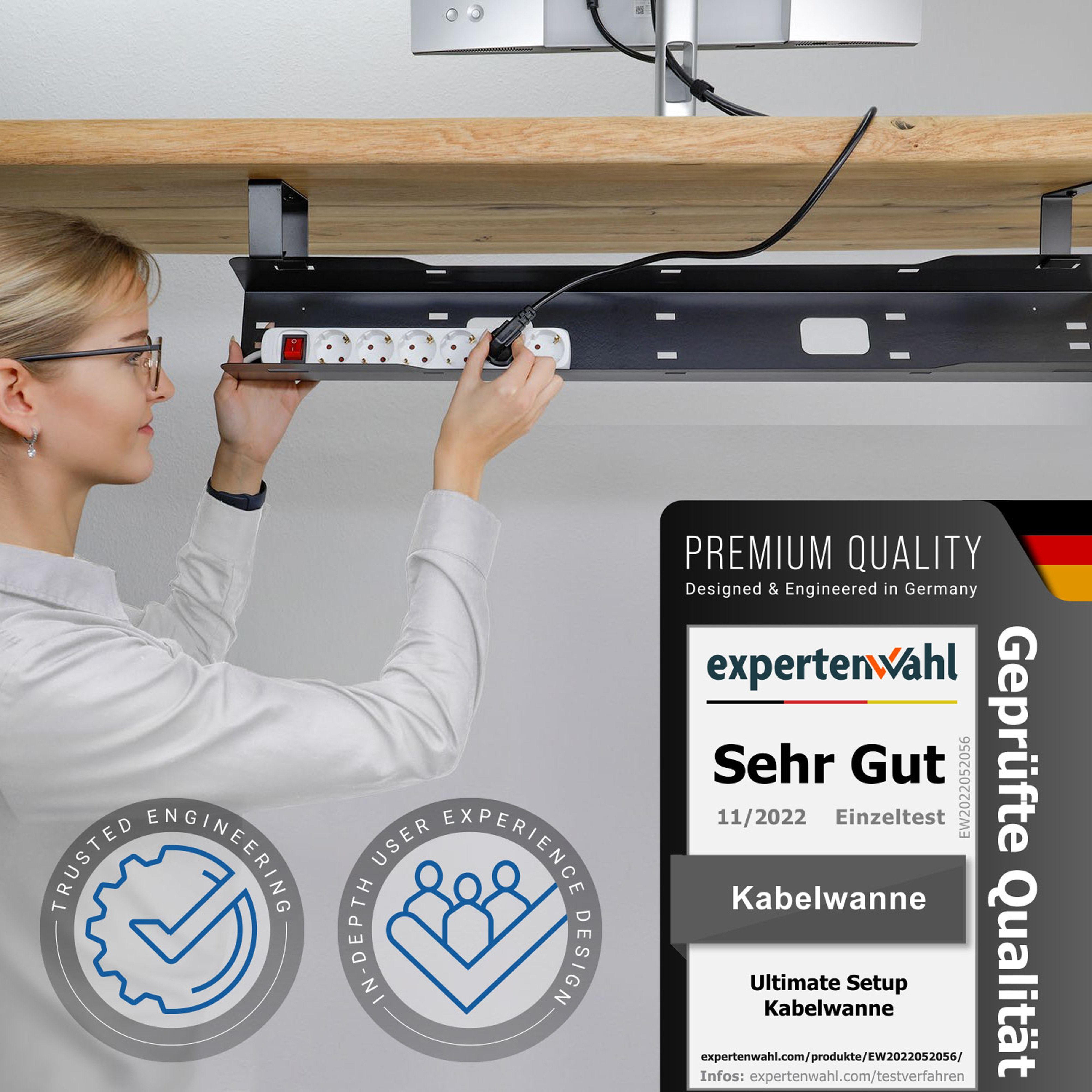 Ultimate Setup Kabelführung Kabelwanne Schreibtisch für bestes Kabelmanagement, Klappbar
