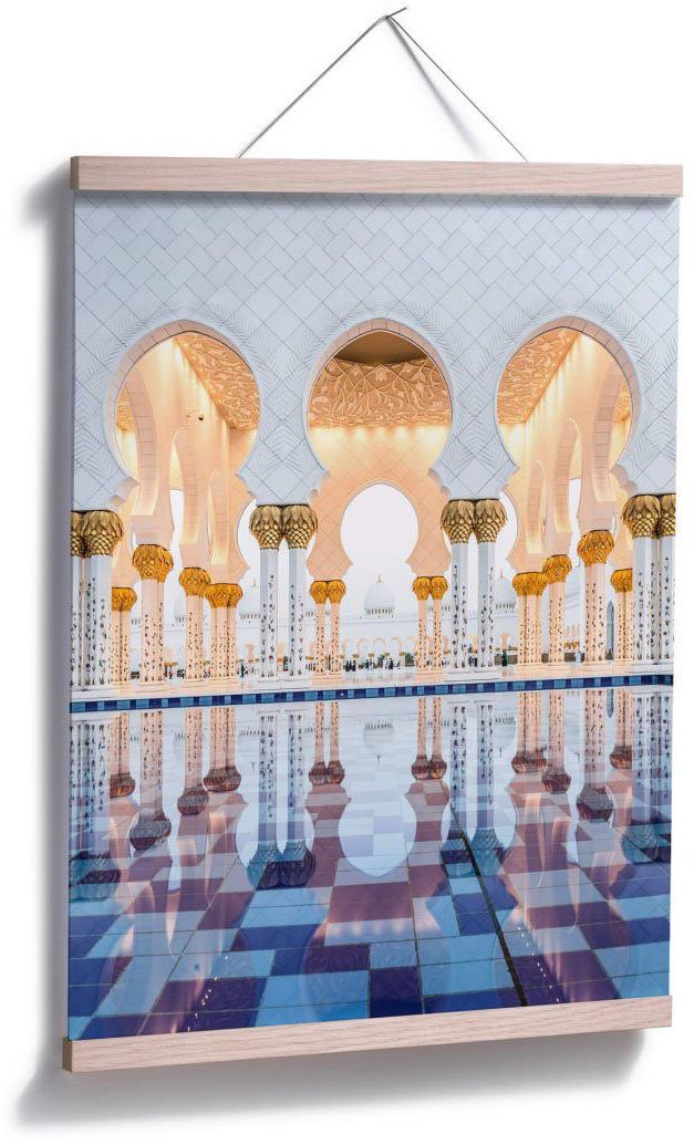 Poster, Wall-Art Dhabi, Poster Wandposter (1 St), Wandbild, Bild, Abu Gebäude Moschee Sheikh Zayed