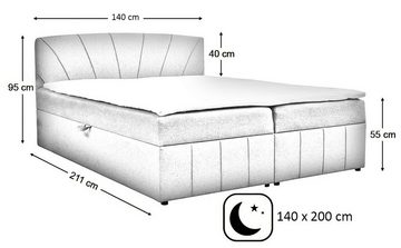 Beautysofa Polsterbett Schlafzimmer Bett Cairo 140 160 180x200 cm mit zwei Bettkasten