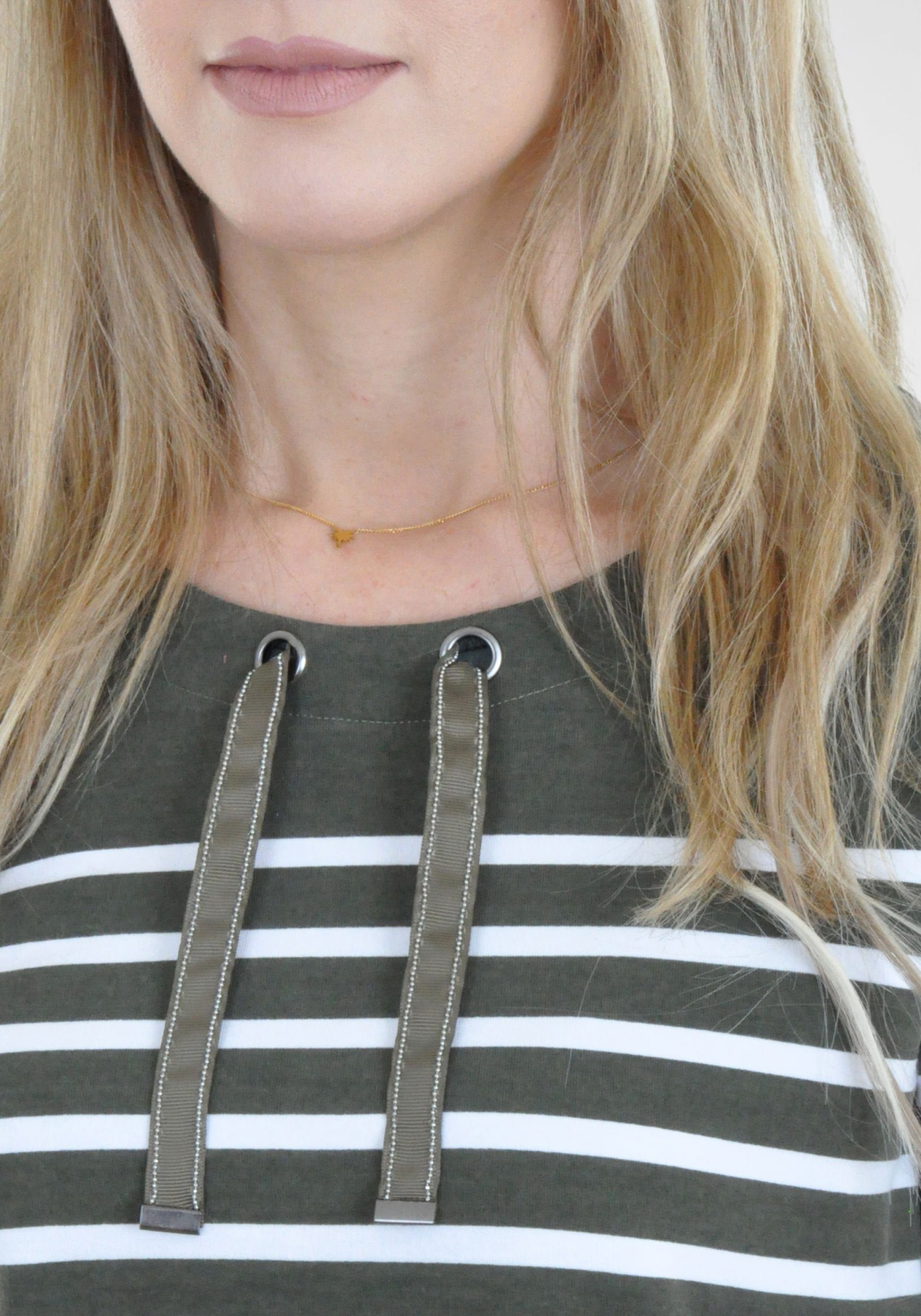 NAVIGAZIONE Sweatshirt (1-tlg) mit glitzerneden Zierbändern