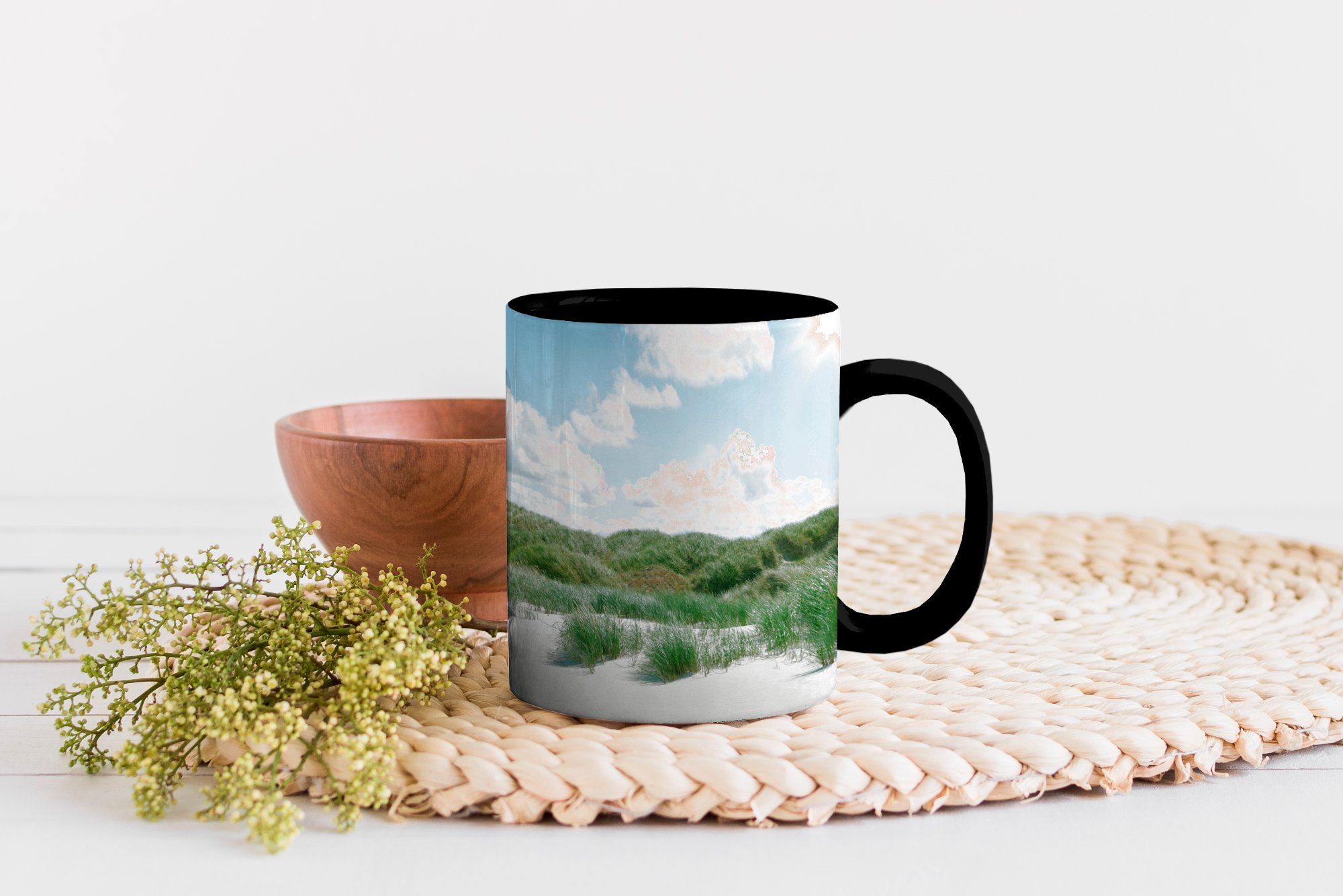 Teetasse, Kaffeetassen, Farbwechsel, - Zaubertasse, Keramik, Gras, Geschenk Tasse - MuchoWow Düne Strand