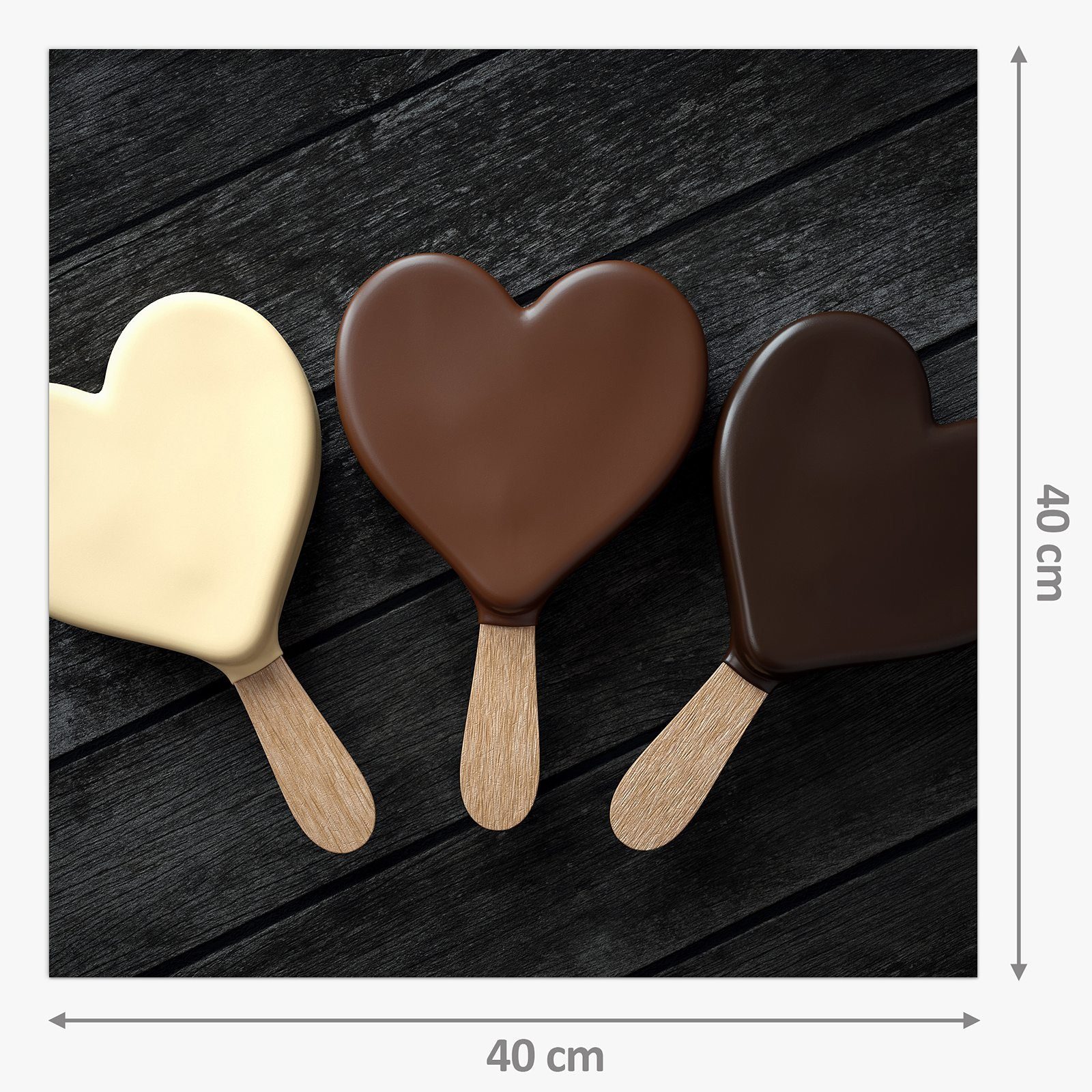 Primedeco Glas Spritzschutz mit Herzform in Küchenrückwand Küchenrückwand Schokoladeneis Motiv