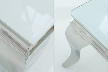 riess-ambiente Couchtisch MODERN BAROCK 100cm weiß, Wohnzimmer · Glasplatte · Edelstahl · eckig