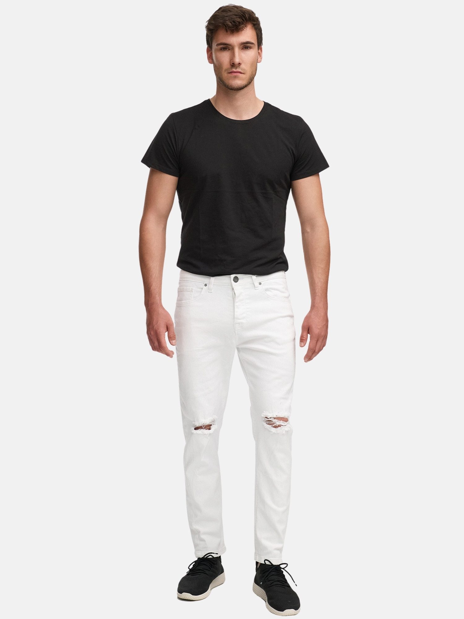 Tazzio Skinny-fit-Jeans Z001 Destroyed-Details, Stretch-Komfort, konischer Skinny-Schnitt