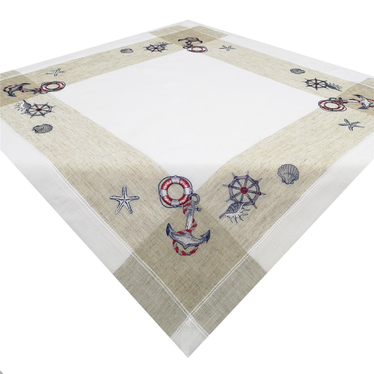 Tischdecke Leinenoptik / Mitteldecke / Versch. Muster / 85x85cm