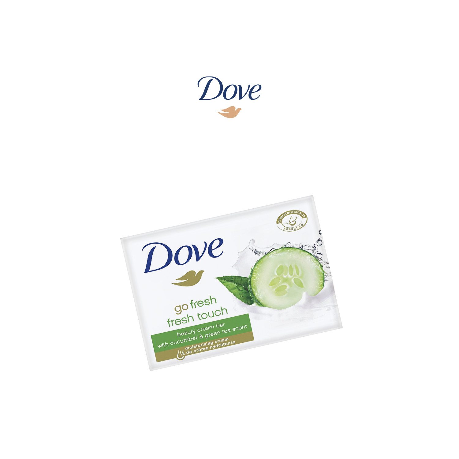 DOVE / UNILEVER Gesichtsseife Dove Fresh Beauty Cream Bar Gurke & Grüntee 90 g Seifenstück, 1-tlg., Für Hände, Gesicht und Körper, Erfrischender Gurken- & Grüntee-Duft