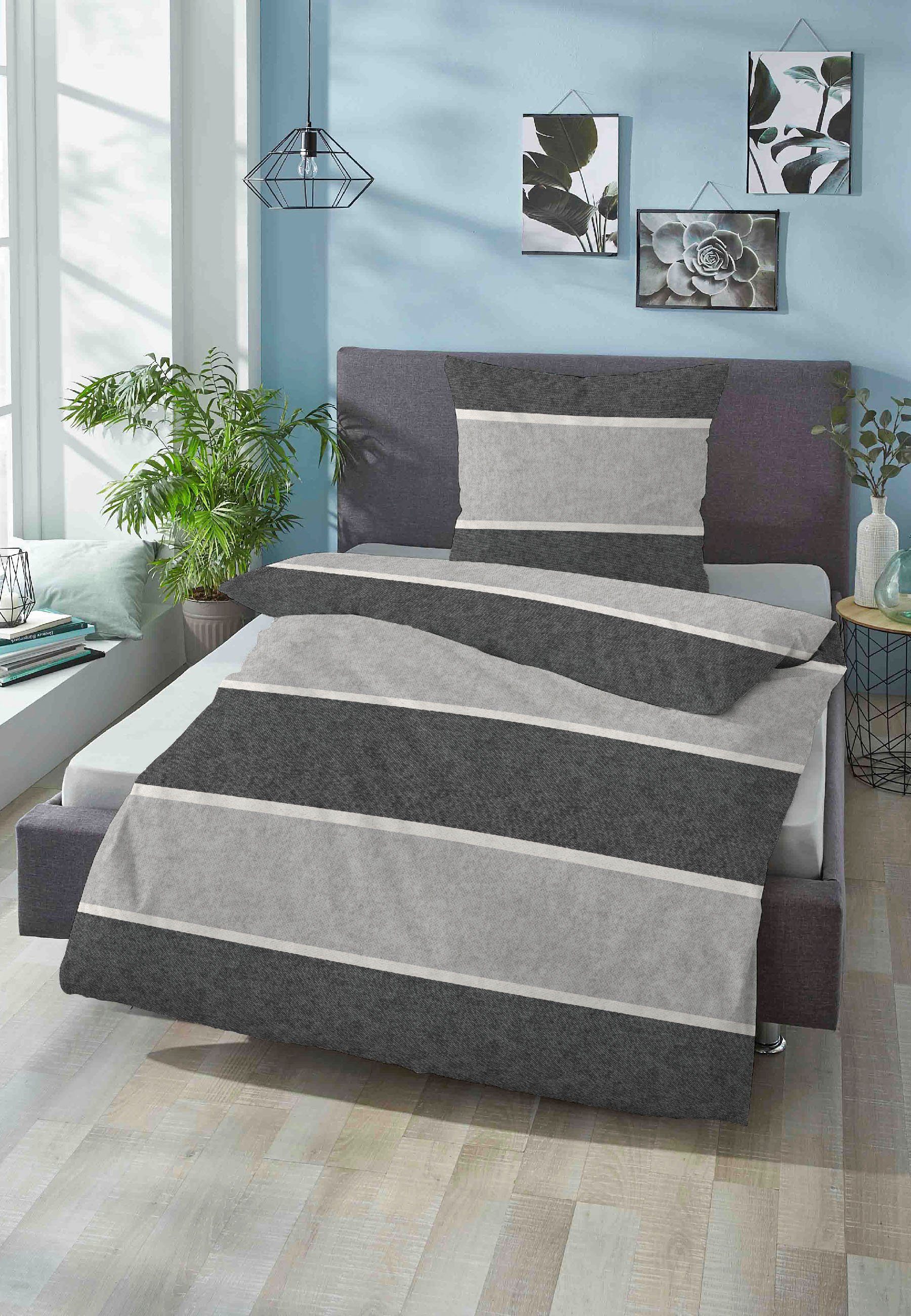 Biberna Bettwäsche Jonas, Flanell, 2 teilig, günstig online kaufen