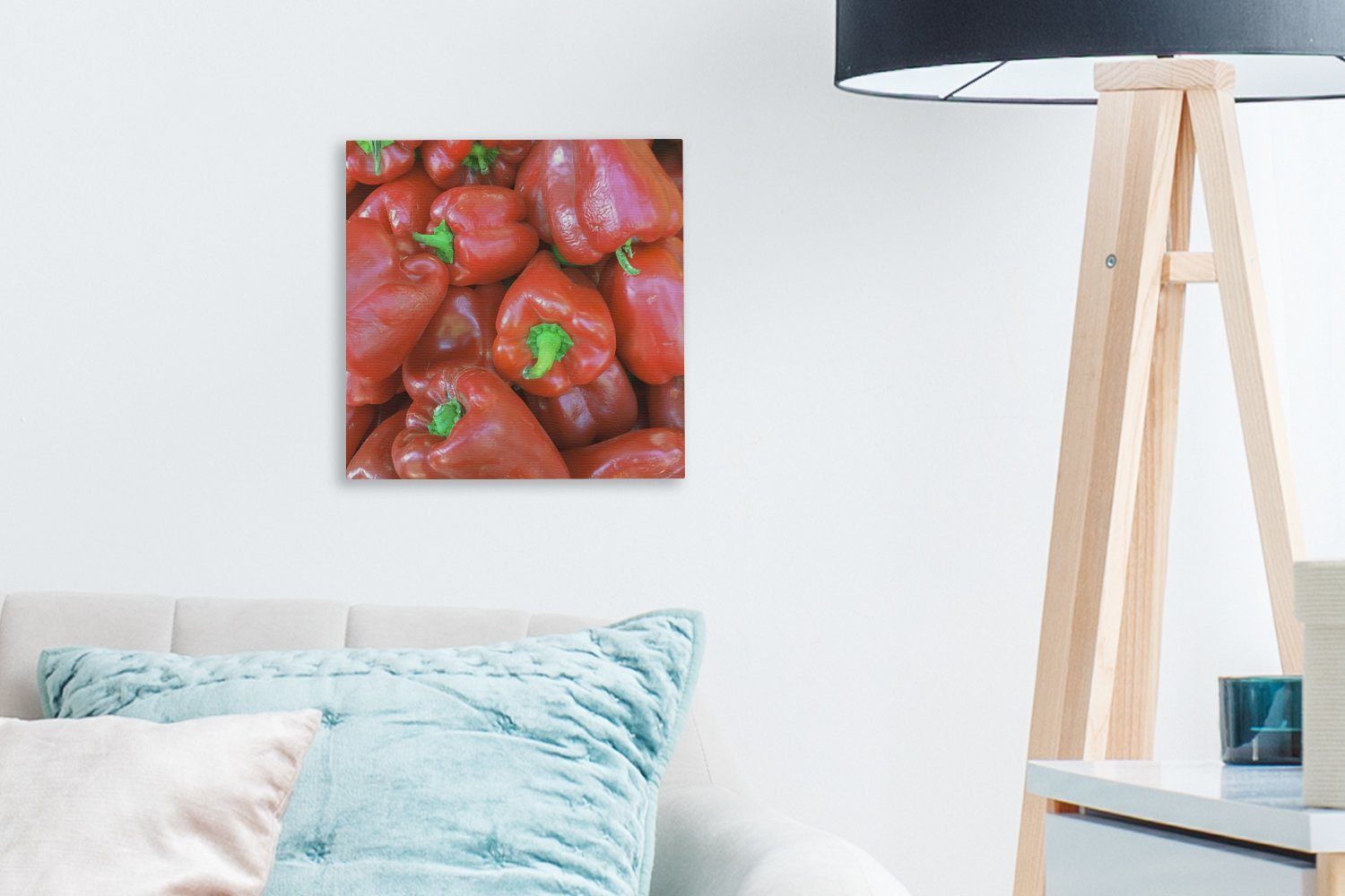 St), (1 Bilder für OneMillionCanvasses® Schlafzimmer roter Leinwandbild glänzender Wohnzimmer Haufen Leinwand Ein Paprika,