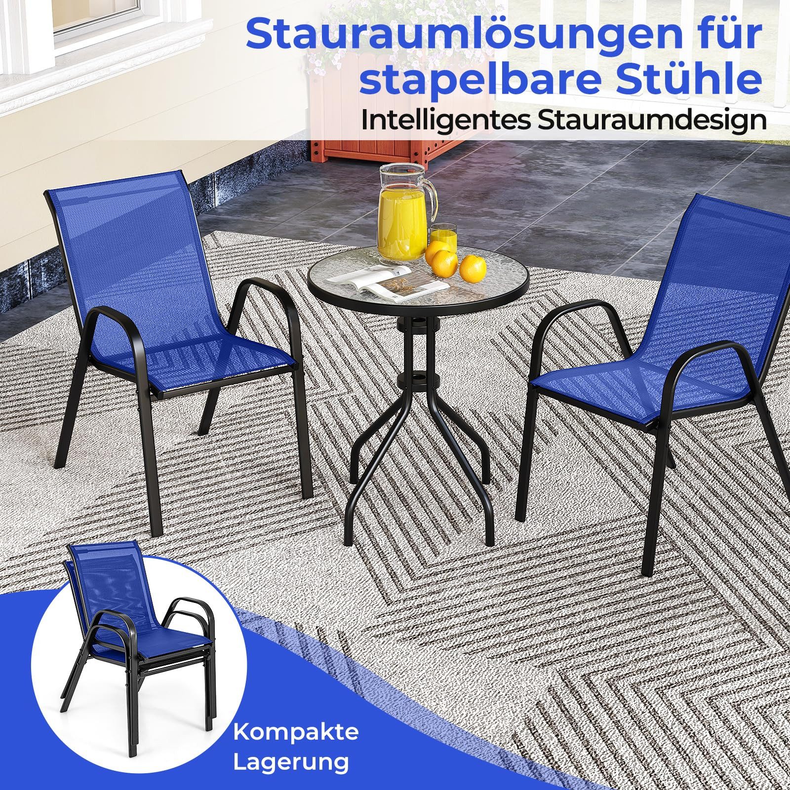 COSTWAY Balkonset 3 TLG. Sitzgruppe, mit 2 Stühle & 1 Tisch