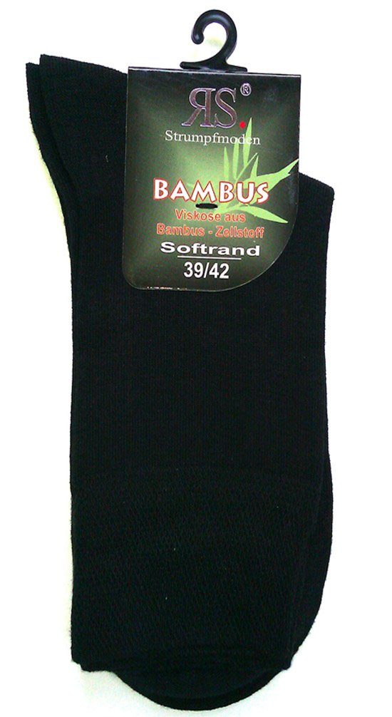 Riese Strümpfe Kurzsocken Unisex Socken BAMBUS schwarz-39-42 (Spar-Pack, 3-Paar) aus Bambus Viskose