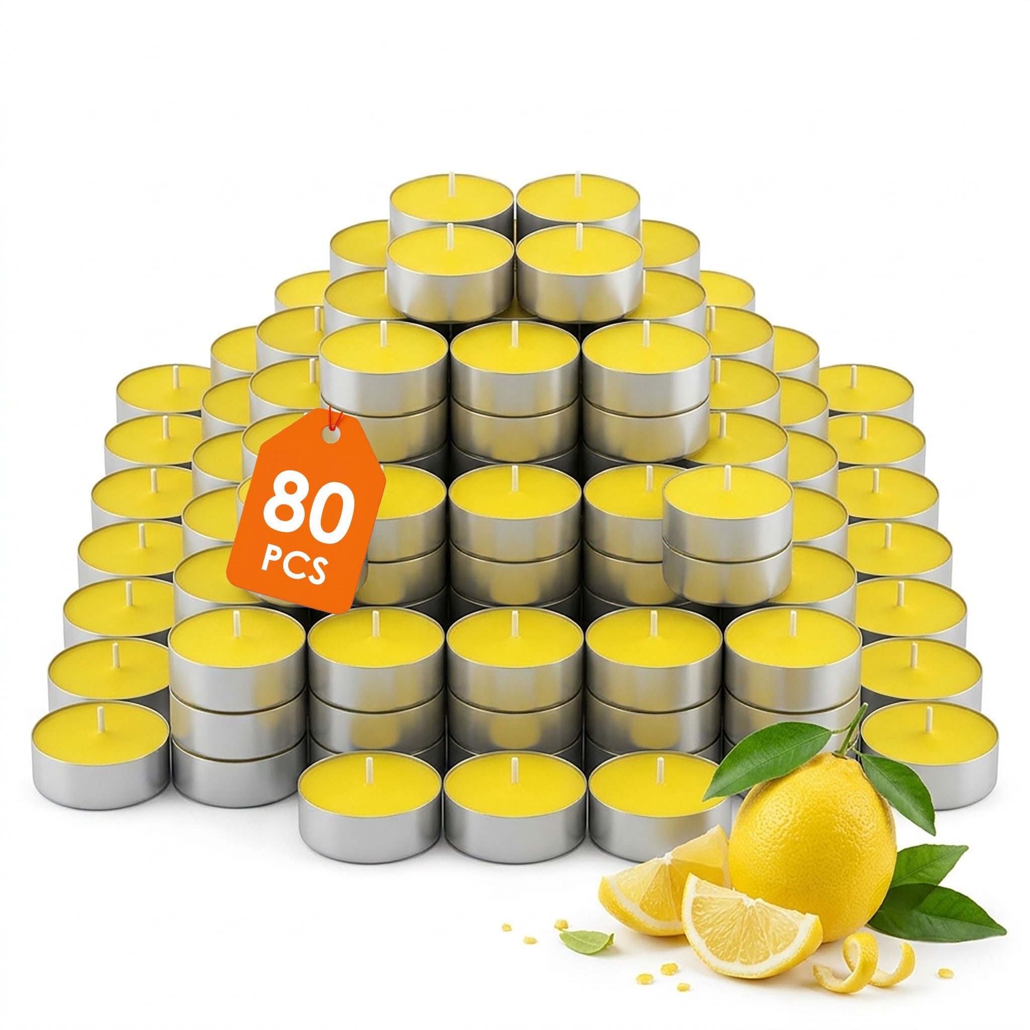 Spetebo Duftkerze Citronella Duft Teelicht - 40er Pack (Set, 40-tlg., Insekten Abwehr), Zitronen Duftkerze gegen Mücken