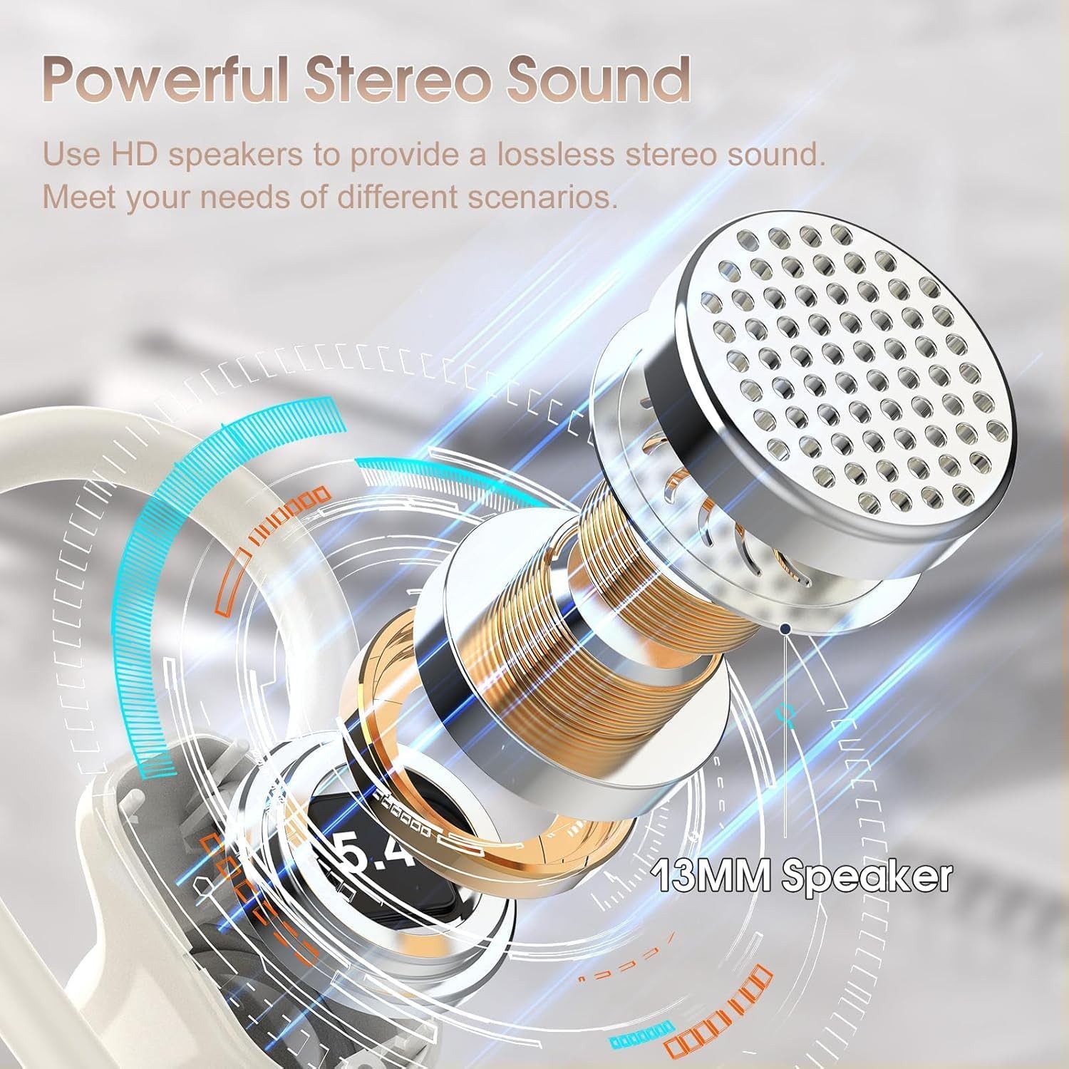 BRAIDOL Bluetooth Kopfhörer Sport, Open-Ear-Kopfhörer,Kopfhörer Kabellos Open-Ear-Kopfhörer (In Ear Kopfhörer mit CVC8.0 Mic, 50 Std Spielzeit Immersiver HiFi Stereo Ohrhörer, Dual LED-Anzeige, IPX7 Wasserdicht Earbuds mit Ohrhaken für Sport Arbeit und Studium)