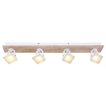 etc-shop LED Deckenspot, LED-Leuchtmittel fest verbaut, Warmweiß, Deckenleuchte Holz braun Deckenlampe Mehrflammig