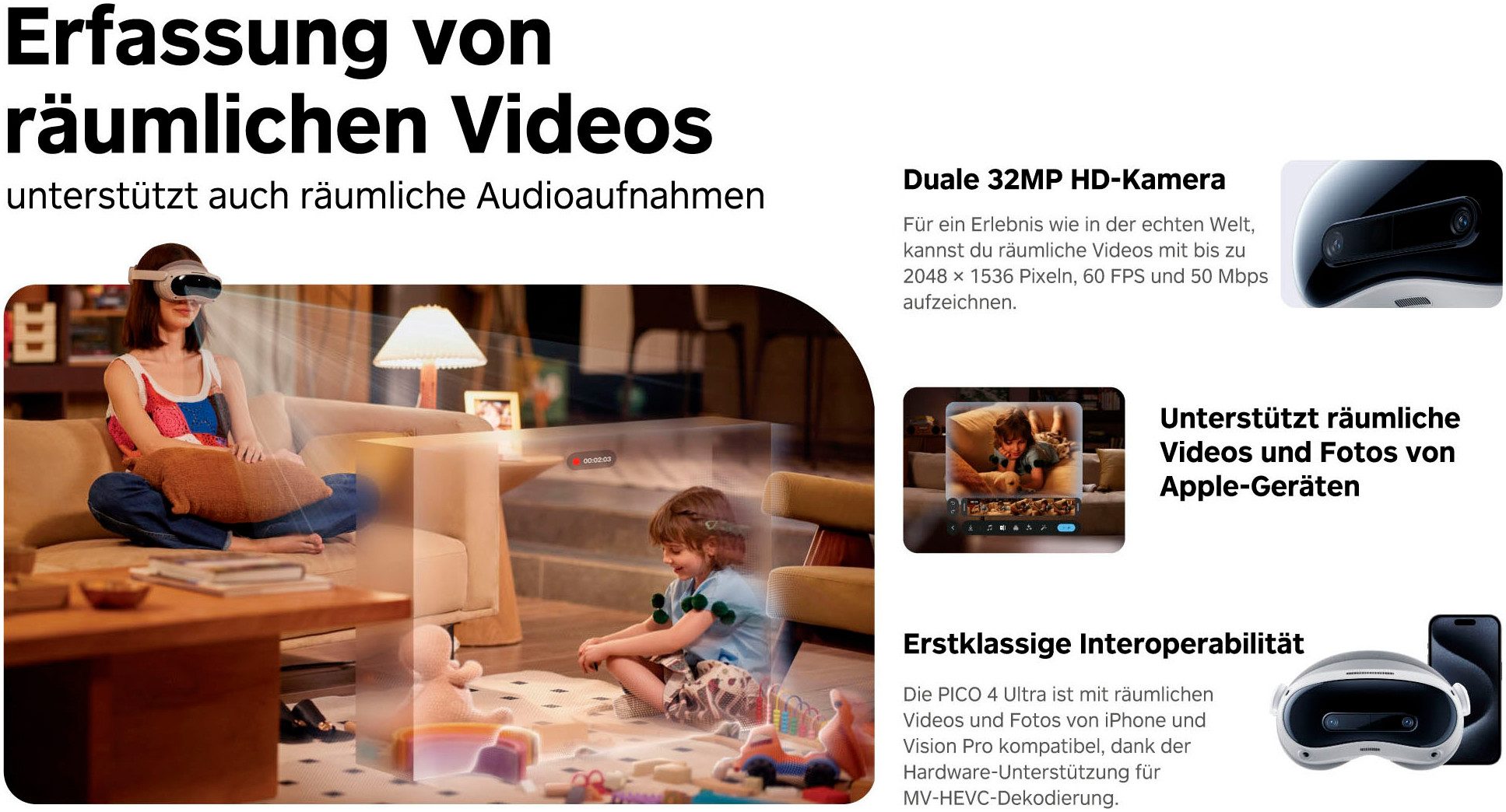 PICO 4 Ultra Virtual-Reality-Brille (2160 x 2160 px, 90 Hz)