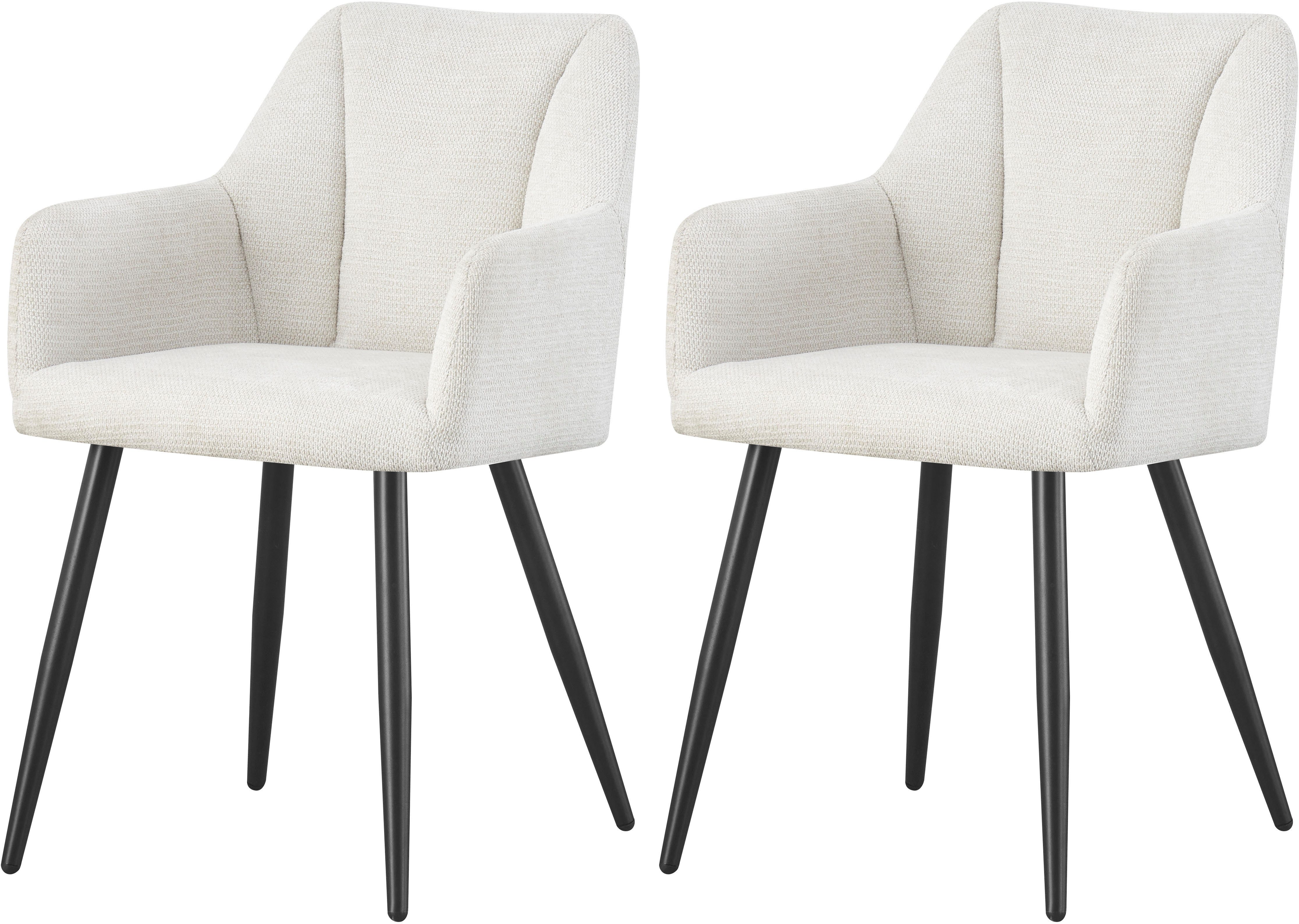 Home affaire Esszimmerstuhl MILTON, 2er Set, mit Metallgestell in matt schwarz (Set, 2 St), in verschiedenen Farben, Belsatbarkeit pro Stuhl 120 kg, mit Armlehne